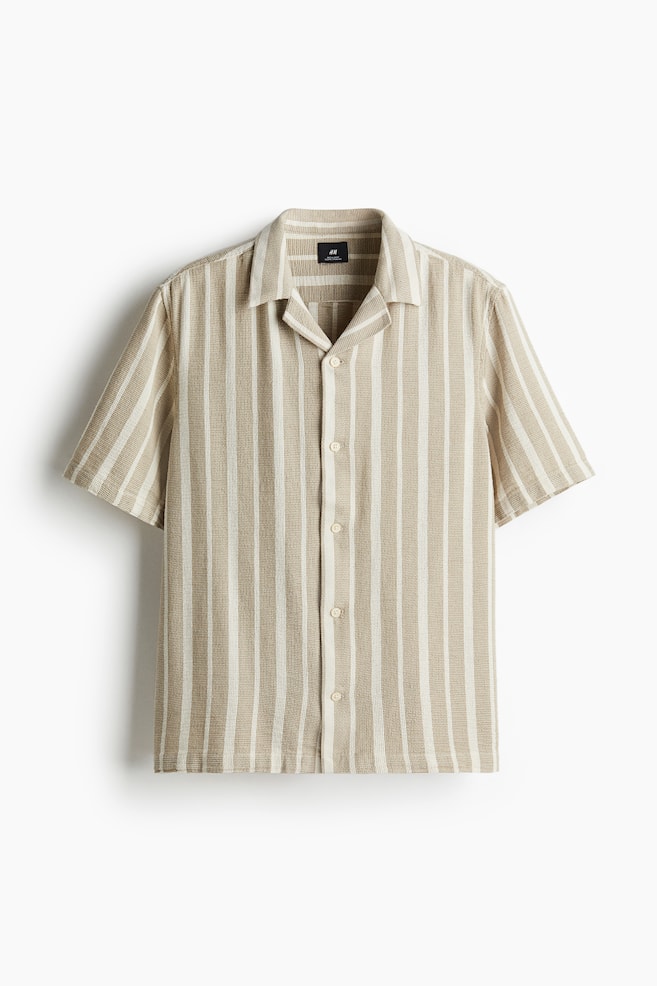 Regular-Fit Textured Resort Shirt - Beige/striped - 1
