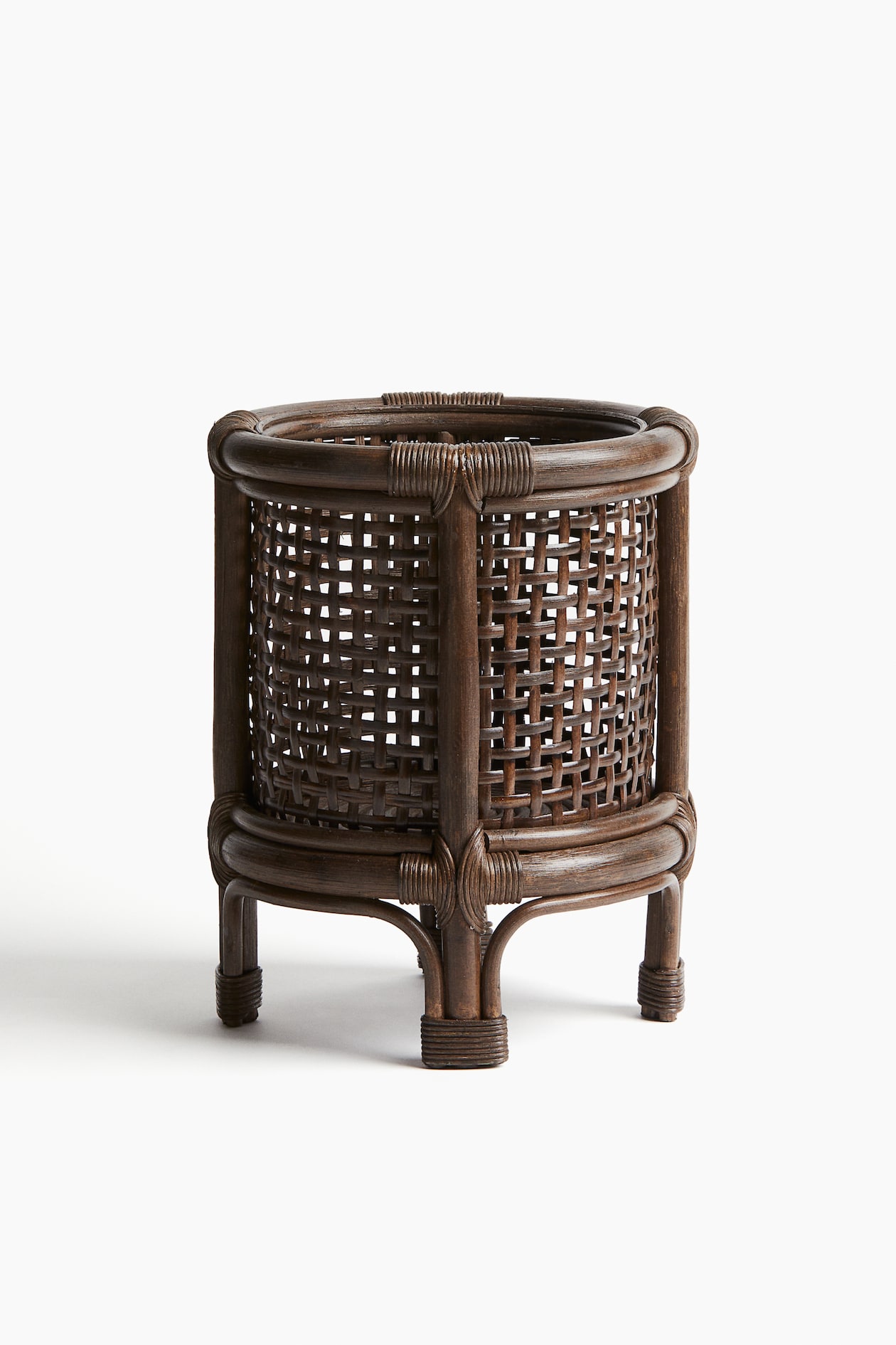 CACHE POT EN ROTIN, BLANC-BLEU-BRUN-BRUN FONCÉ, Ø 12