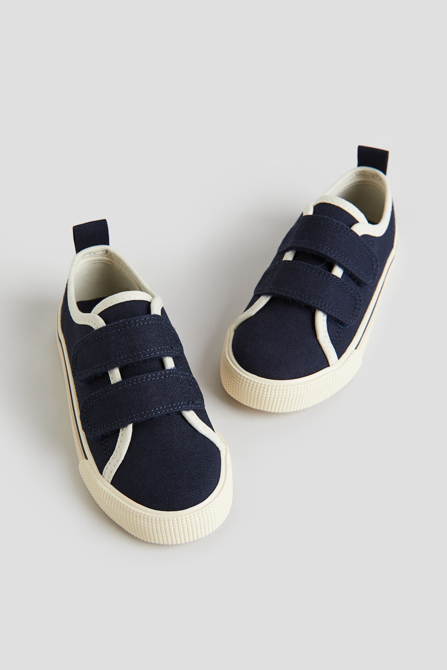 Canvas Hook & Loop Sneakers - Dark blue/Ecru/Dusty green - 3