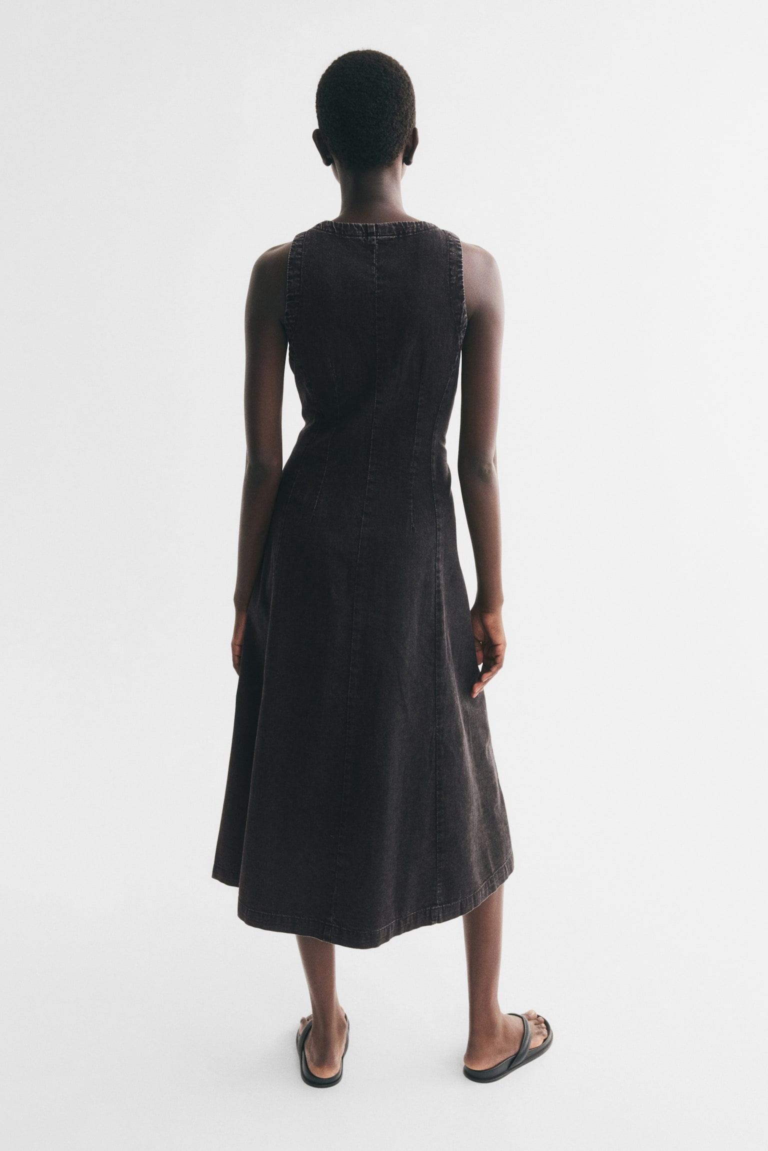 Женское платье H&M Button-Front Denim Dress, цвет: Тёмный джинсовый серый — фото 5