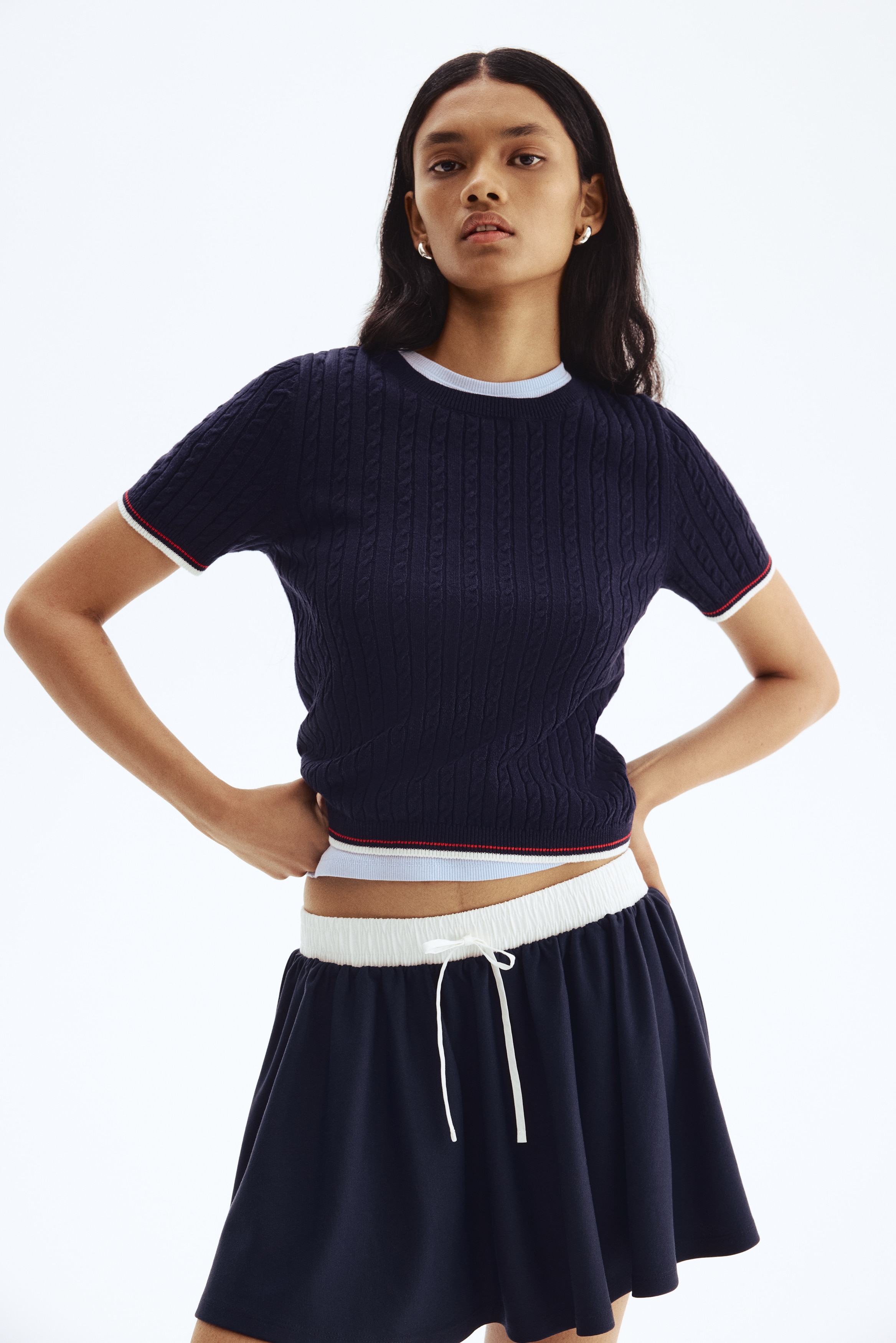 Cable-knit T-shirt