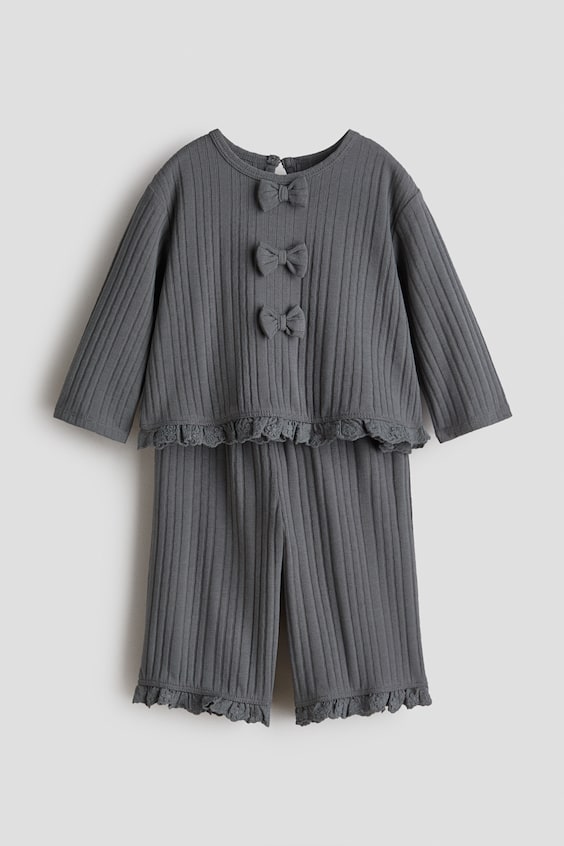 Детские топы H&M 2-Piece Knit Bow-Detail Set