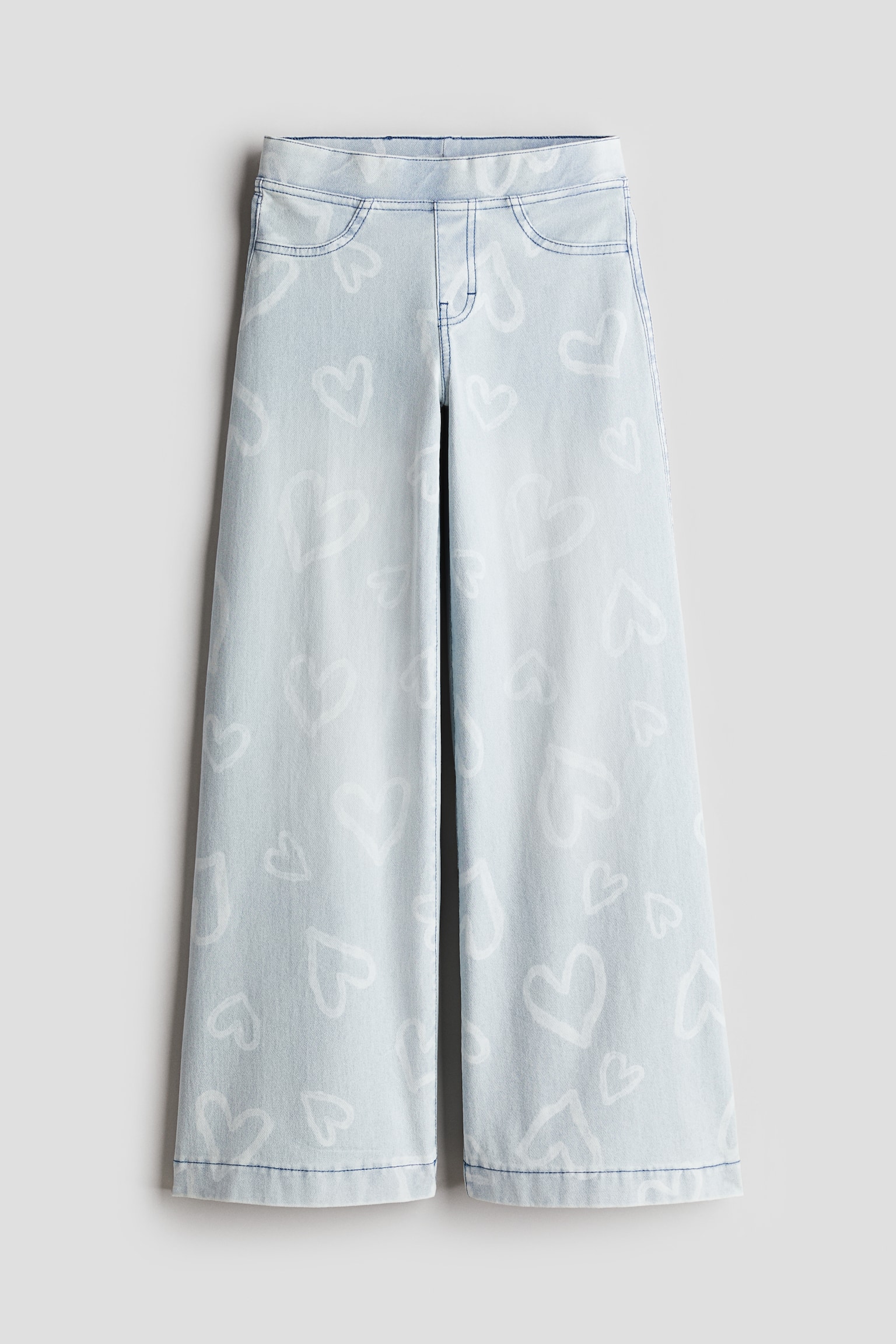 Wide trousers - Light blue/Hearts/Light denim blue/Stars/Dark denim grey/Grey/Light denim blue/Butterflies/Light denim blue - 1