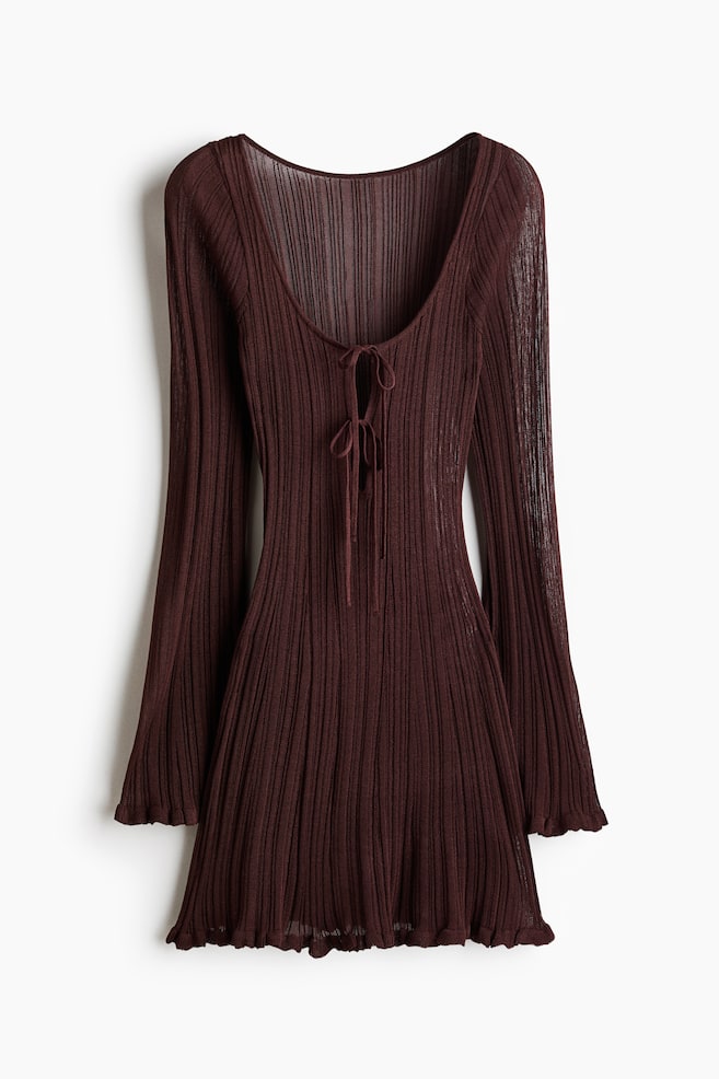 Rib-Knit Beach Dress - Dark brown - 1