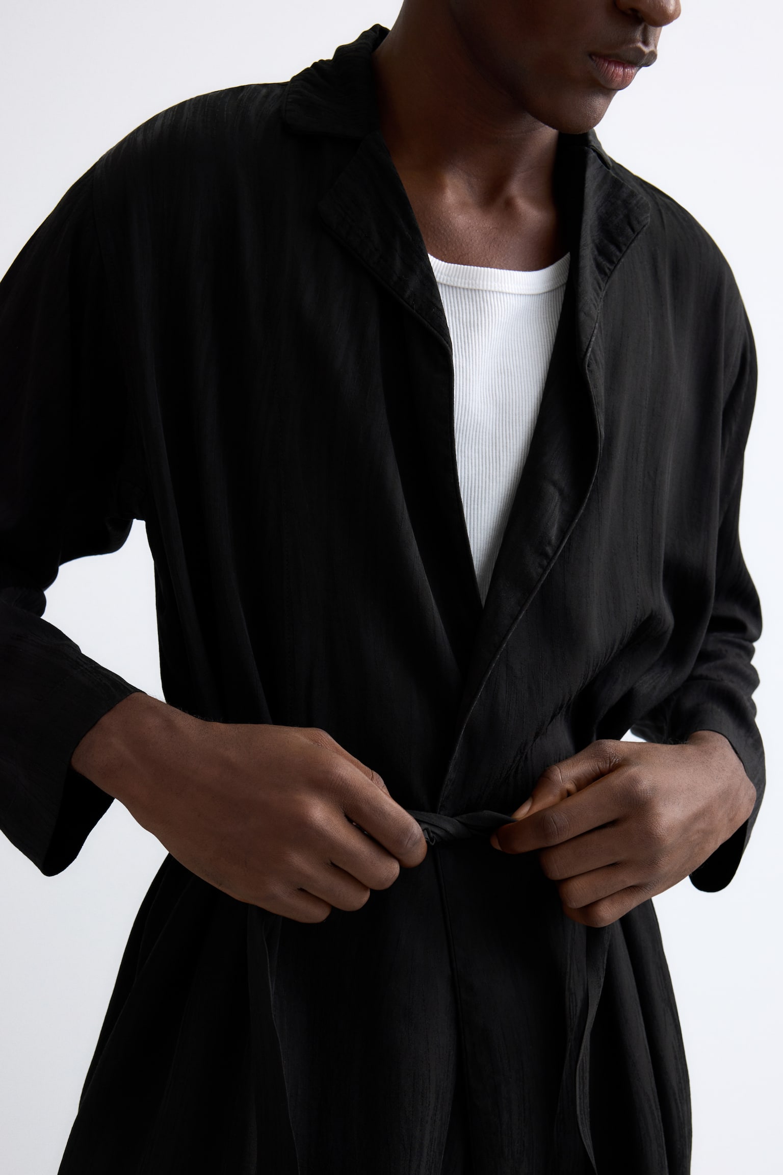 Jacquard-weave dressing gown - Black - 3