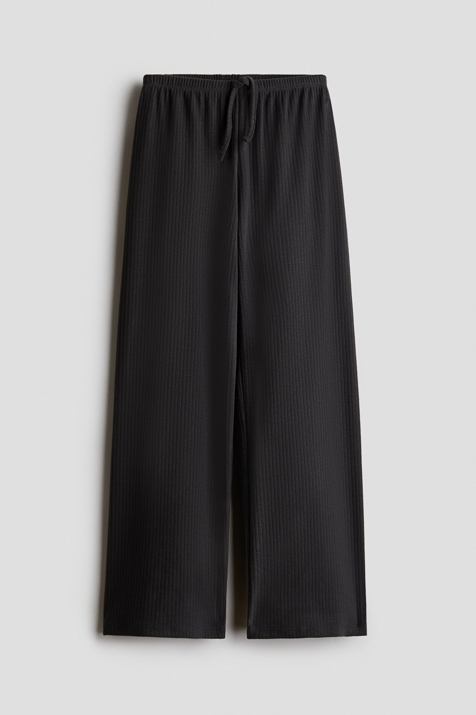 Ribbed cotton pyjama bottoms - Dark grey/Light grey marl