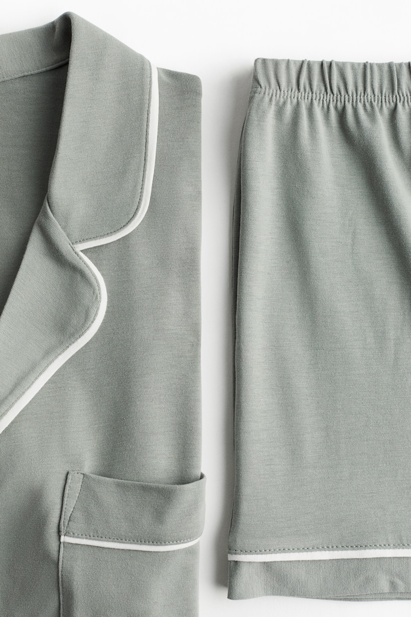 Pyjama Femme été Amissz - 2 Pièces (haut Manches Courtes + Short), 95% Coton, Confortable, Poches, Pour Maison/voyage