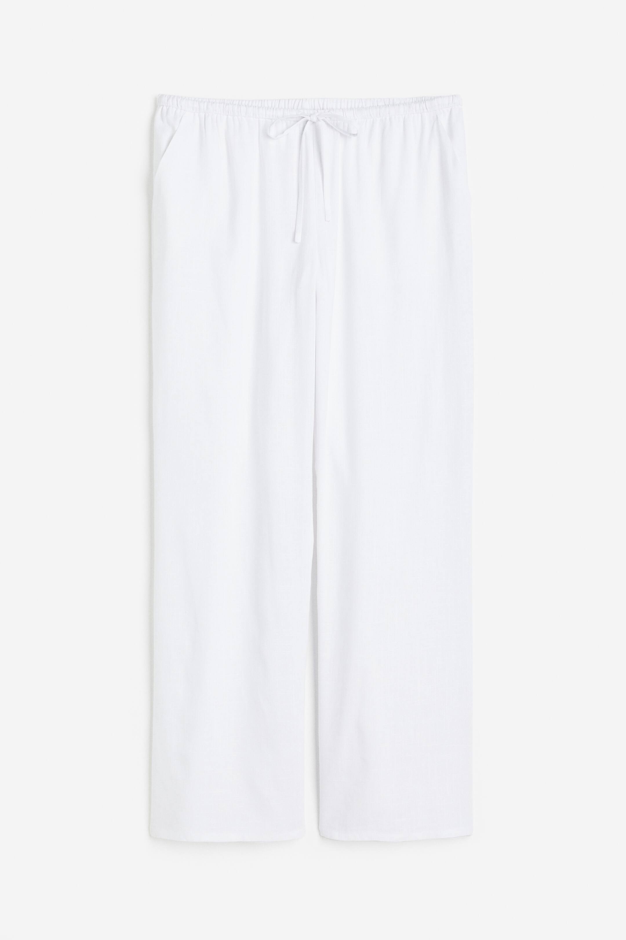 H&M+ Wide trousers Low waist Long White Ladies H&M GB