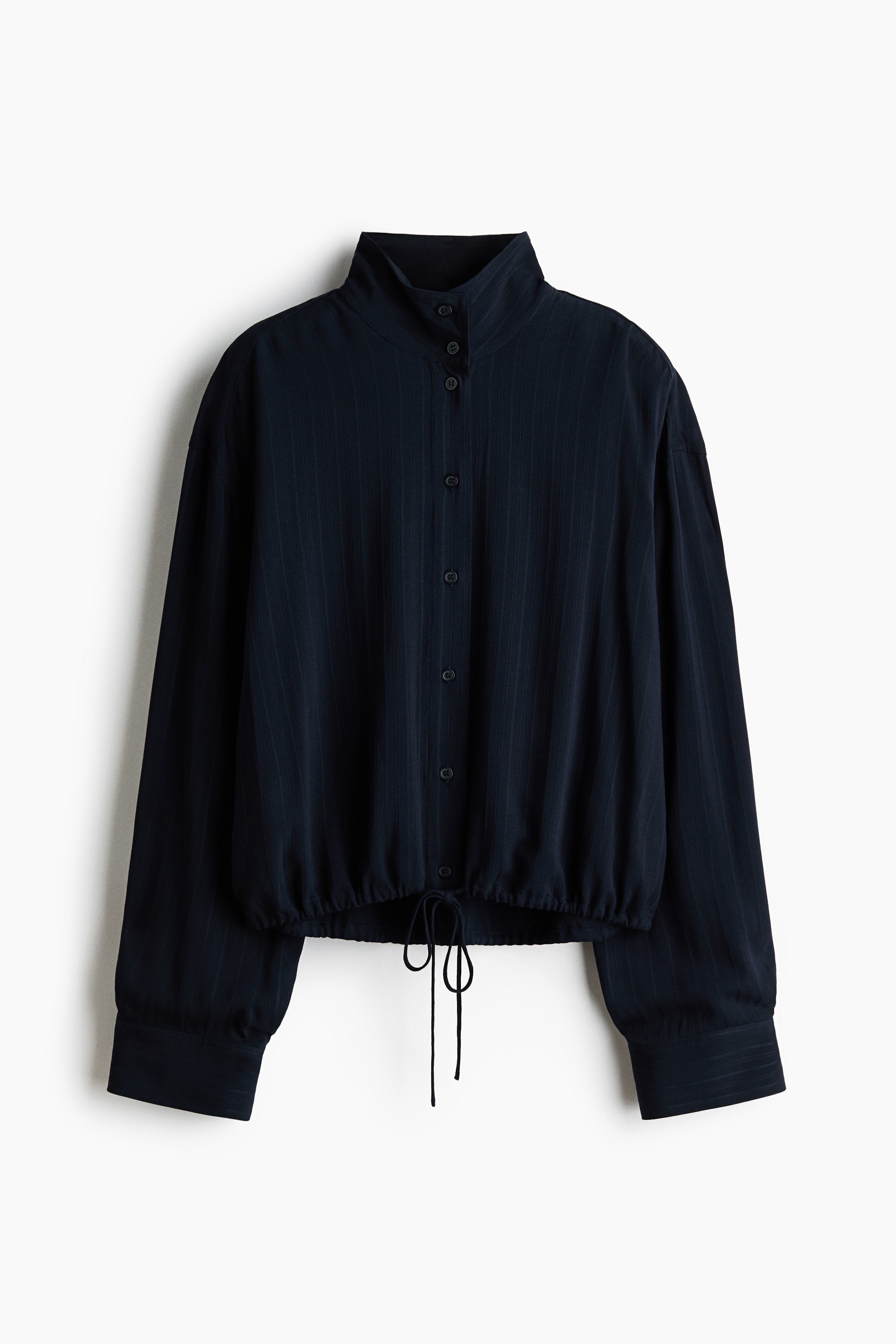 Oversized overhemdblouse met drawstring - Navy blue