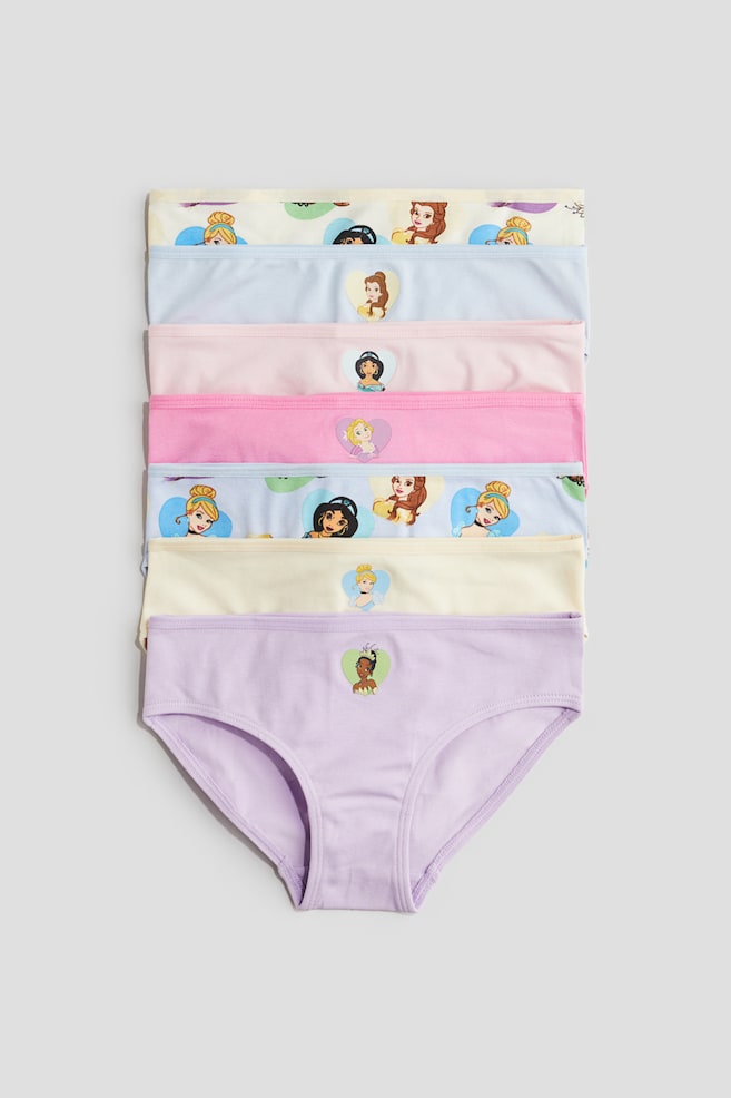 Pack de 7 bragas de algodón - Amarillo/Princesas Disney/Lila/Frozen - 1