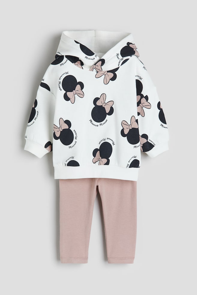 2-piece hoodie and leggings set - Dusty pink/Minnie Mouse/Cream/Minnie Mouse/Light pink/Minnie Mouse - 1
