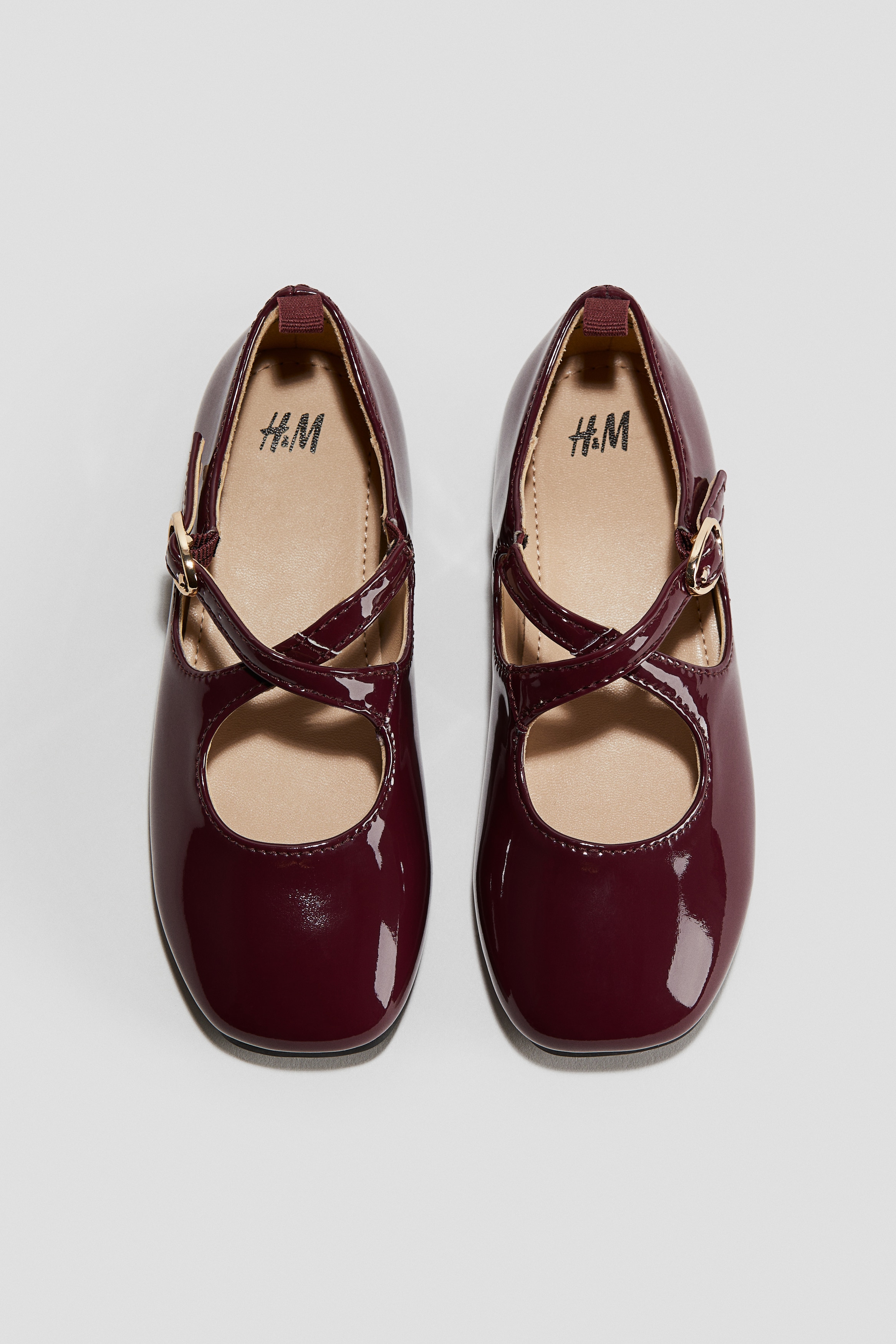 Ballerine laccate - Rosso scuro/Nero