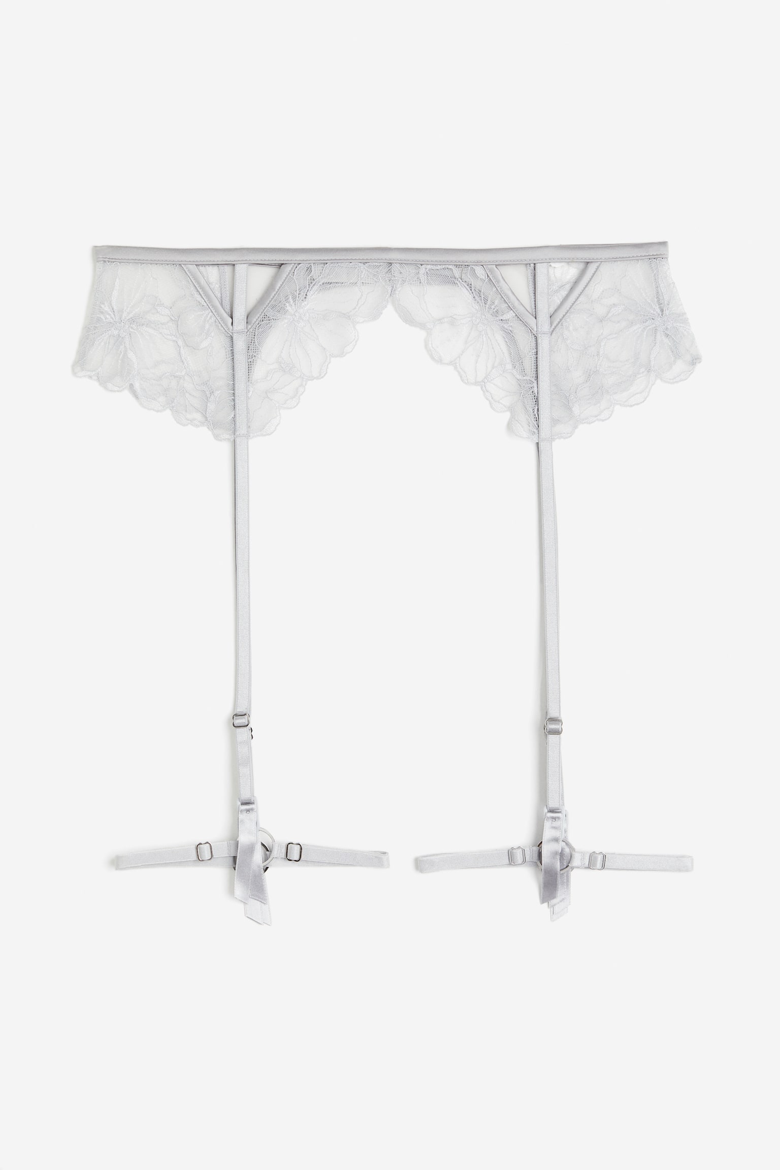 Lace Suspender Belt - Light grey - 1