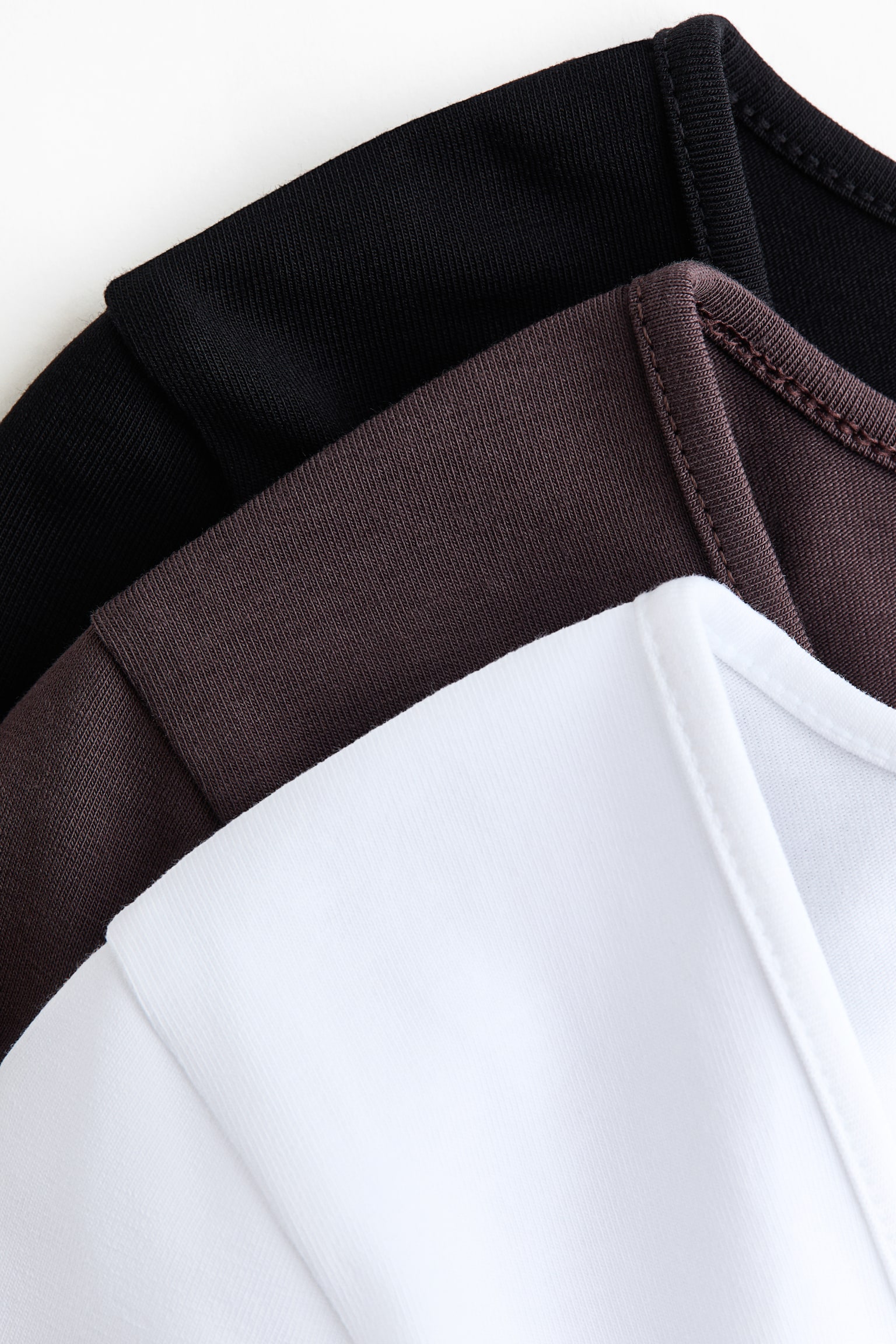 Женские топы H&M 3-Pack Ribbed Cotton Tops, цвет: Тёмный коричневый / Белый — фото 2