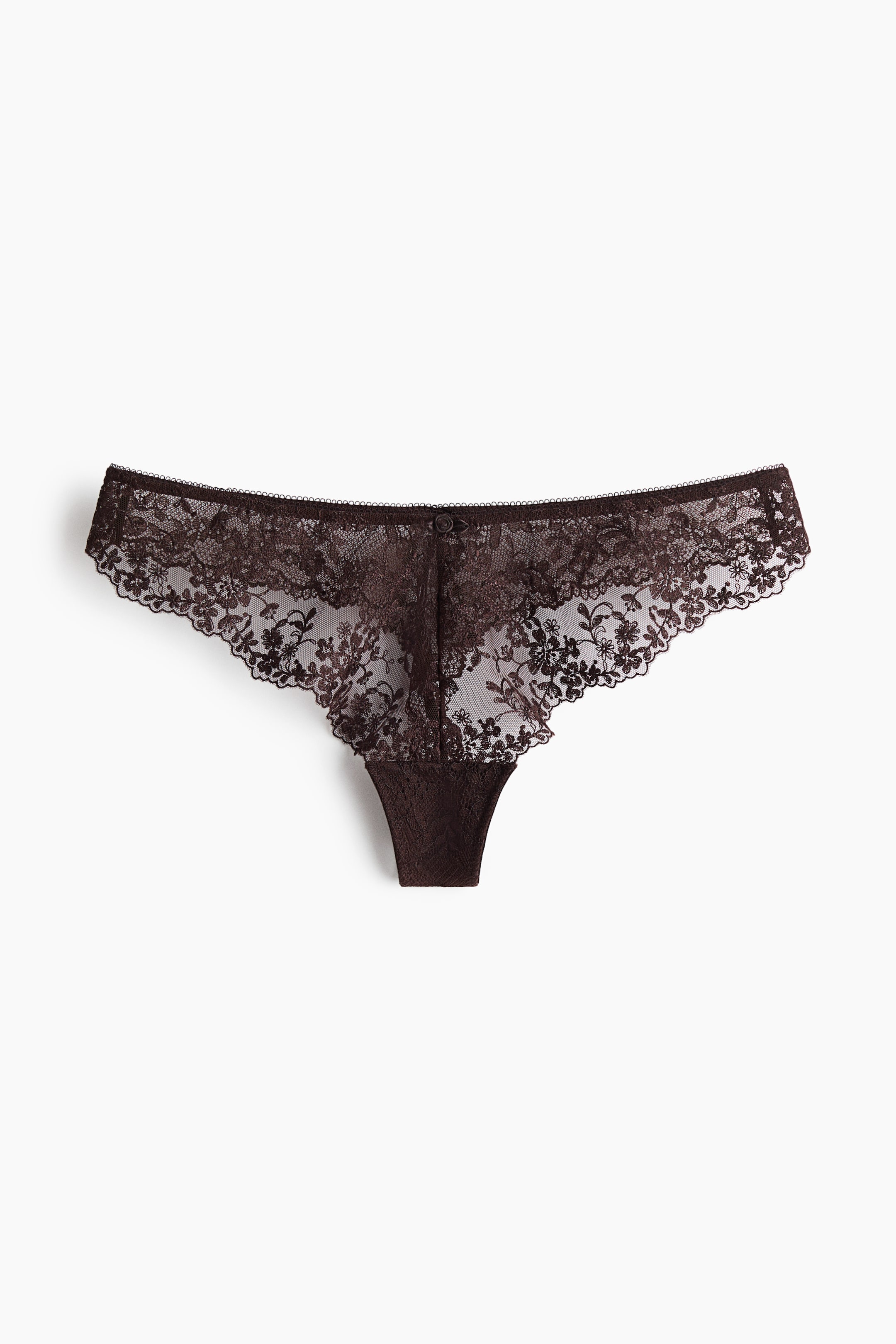 Ver imagem maior: Cuecas Thong bordadas - Castanho escuro - SENHORA | H&M PT 1