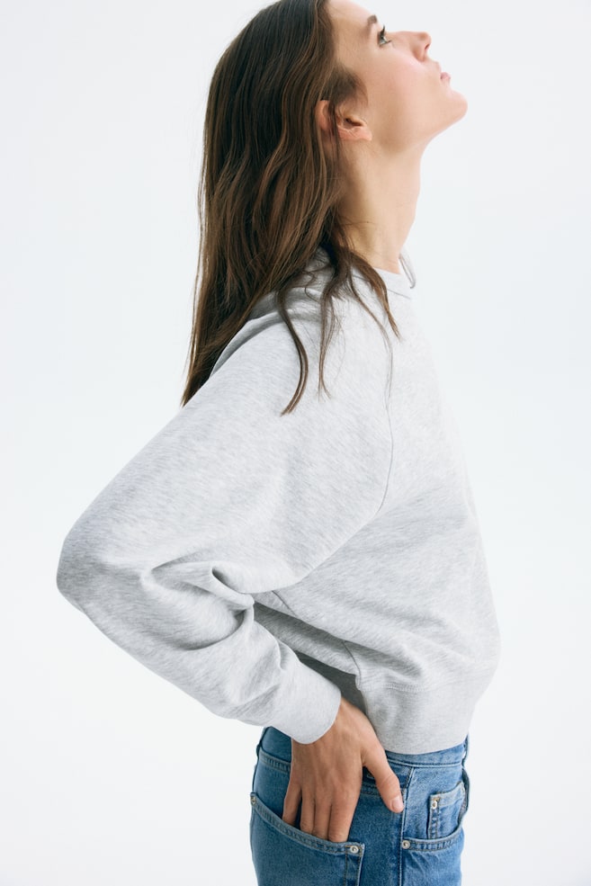 Raglan-Sleeved Sweatshirt-Light gray melange - 3
