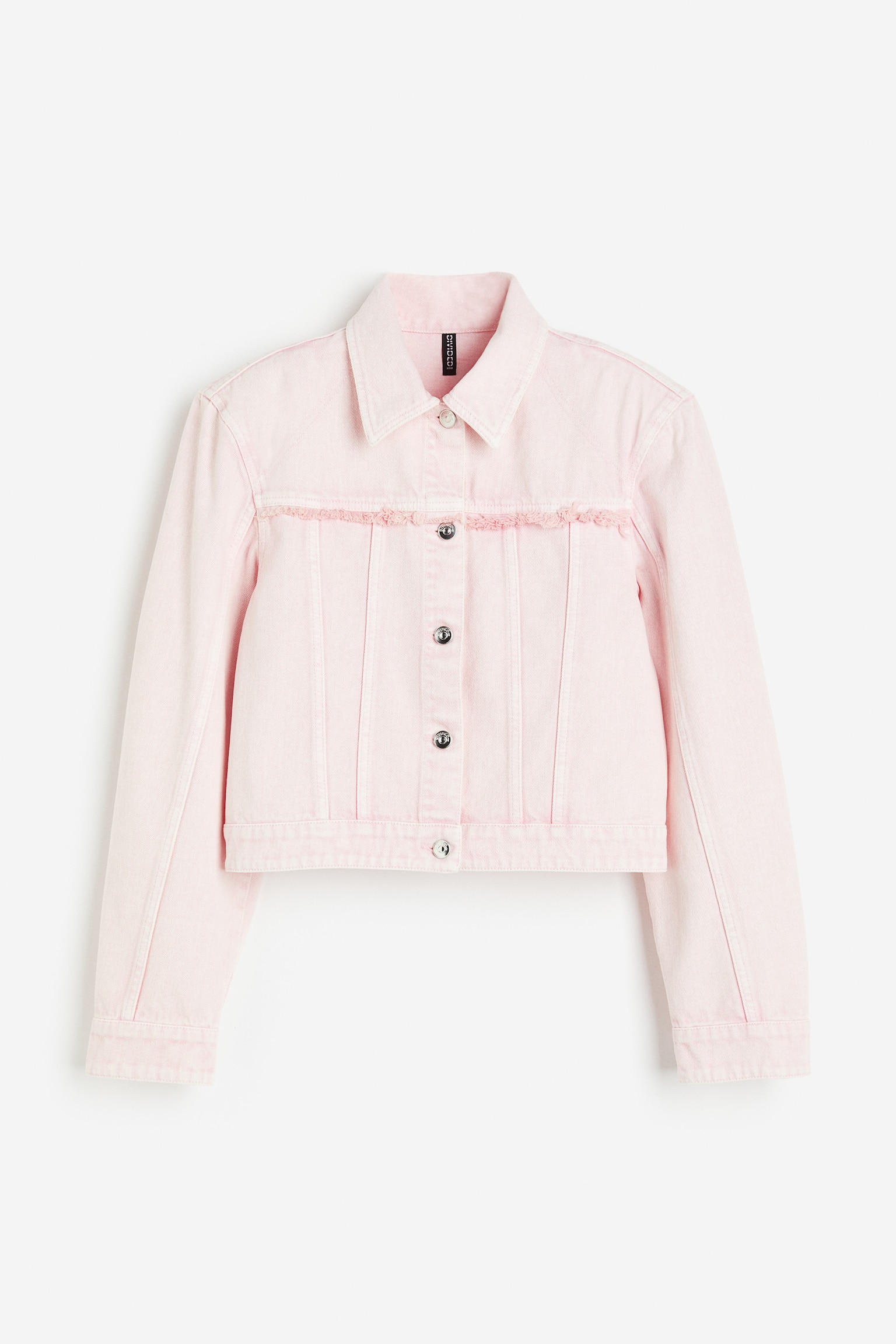 Shoulder-pad denim jacket - Light pink - 1