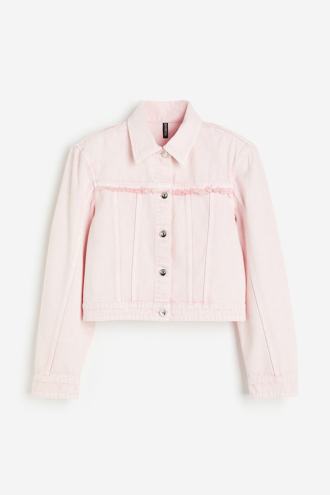 Shoulder-pad denim jacket - Light pink - 2