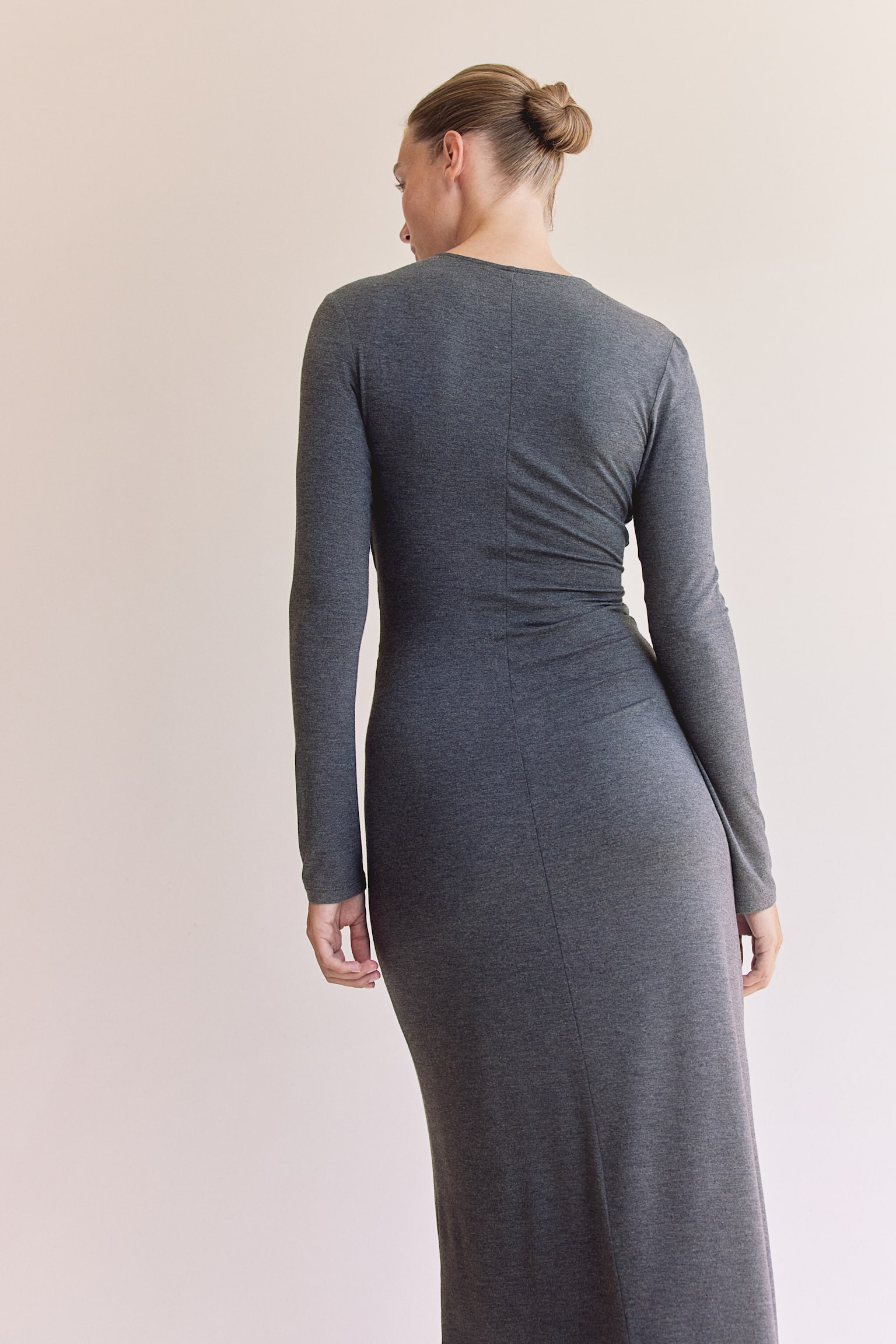 MAMA Draped nursing dress - Dark grey marl - 6