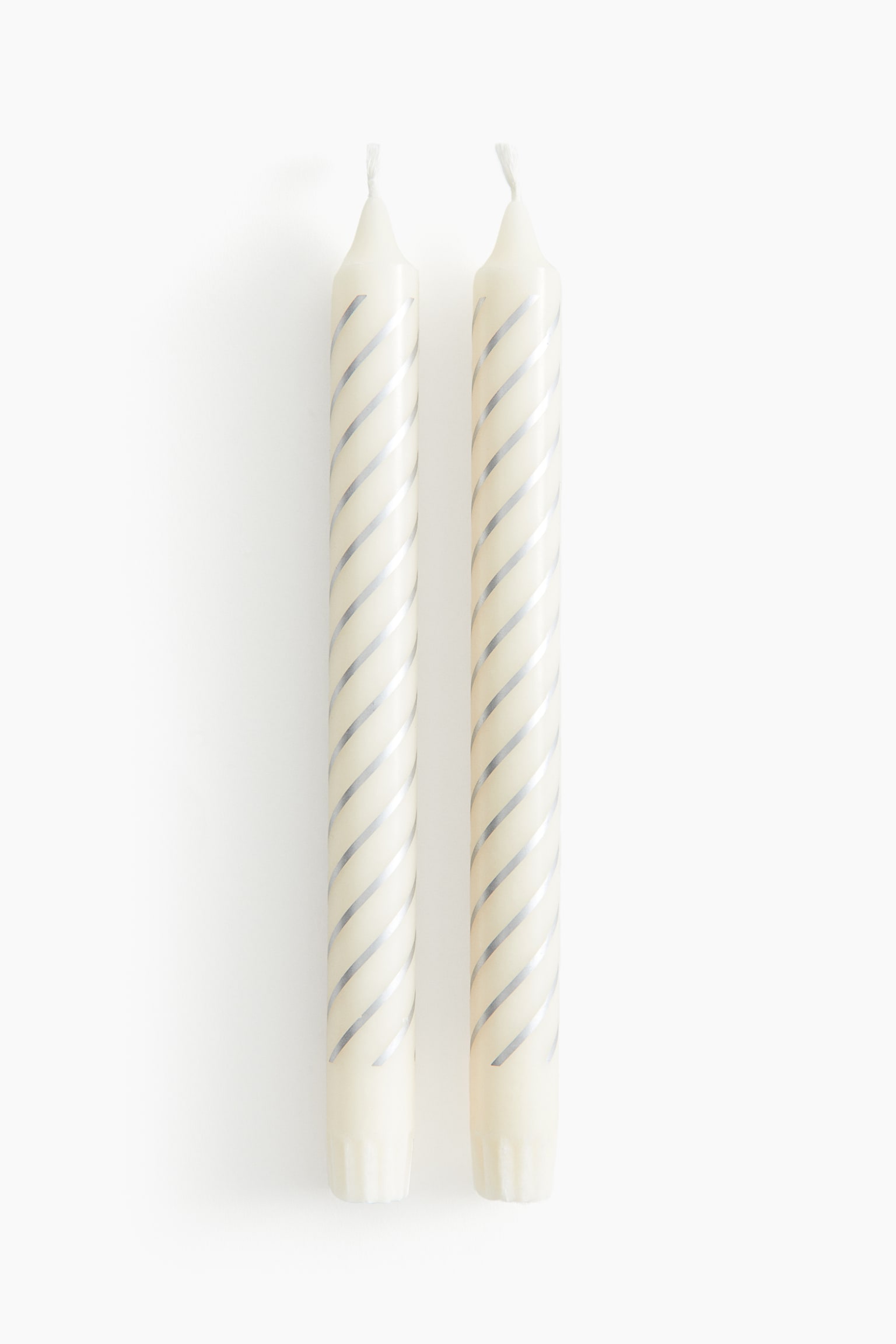 2-pack candles - White/Striped/White/Striped - 1