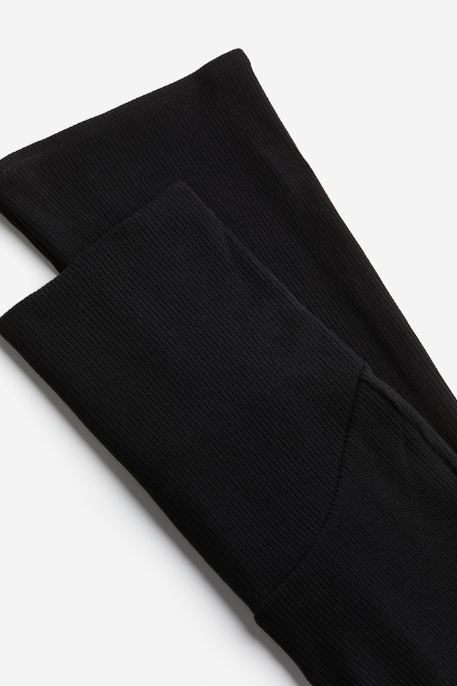 MAMA Before & After Ribbed Pants - Black/Beige - 4