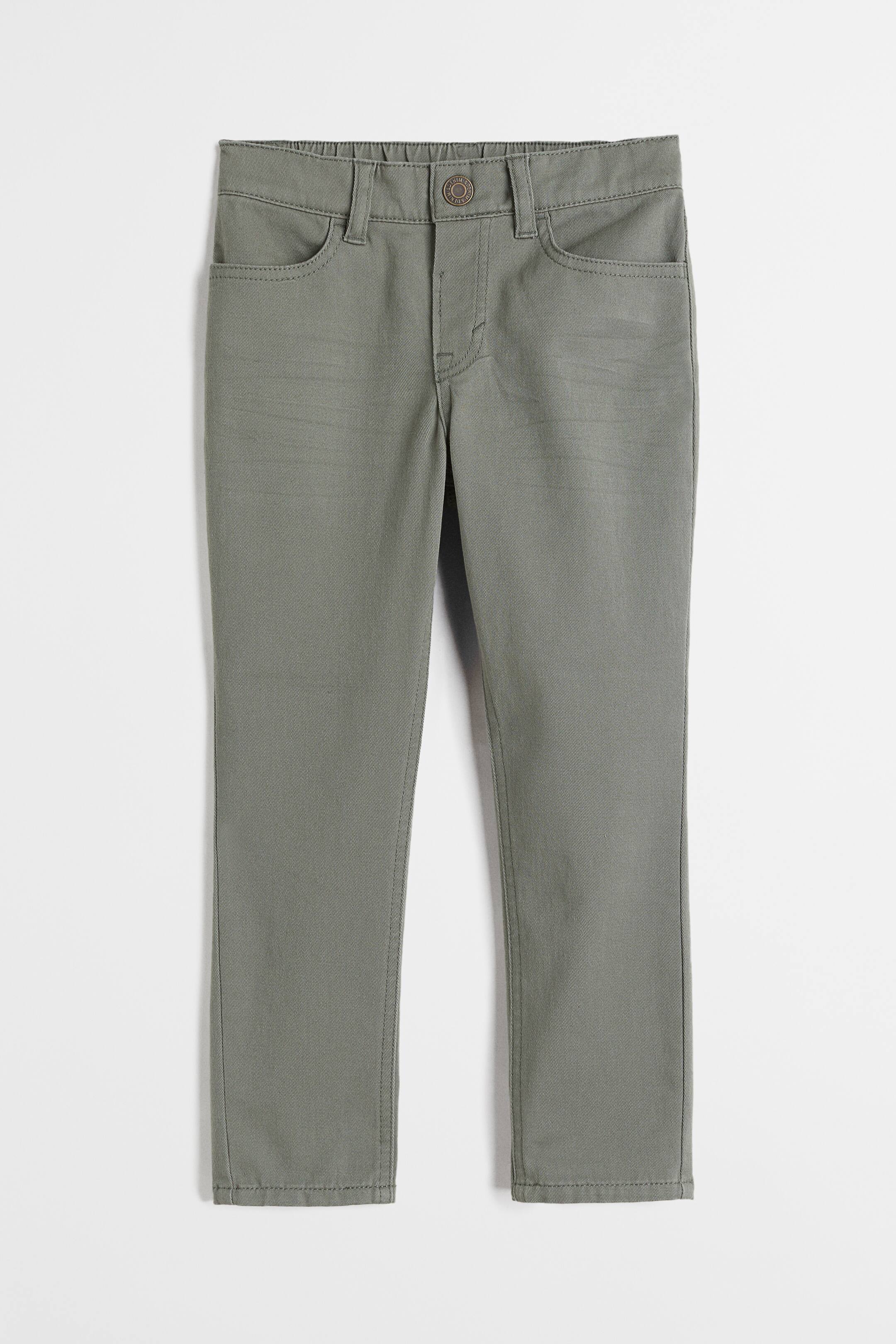 הצגת תמונה גדולה יותר: מכנסי טוויל כותנה Slim Fit - Khaki green - Kids | H&M IL 1