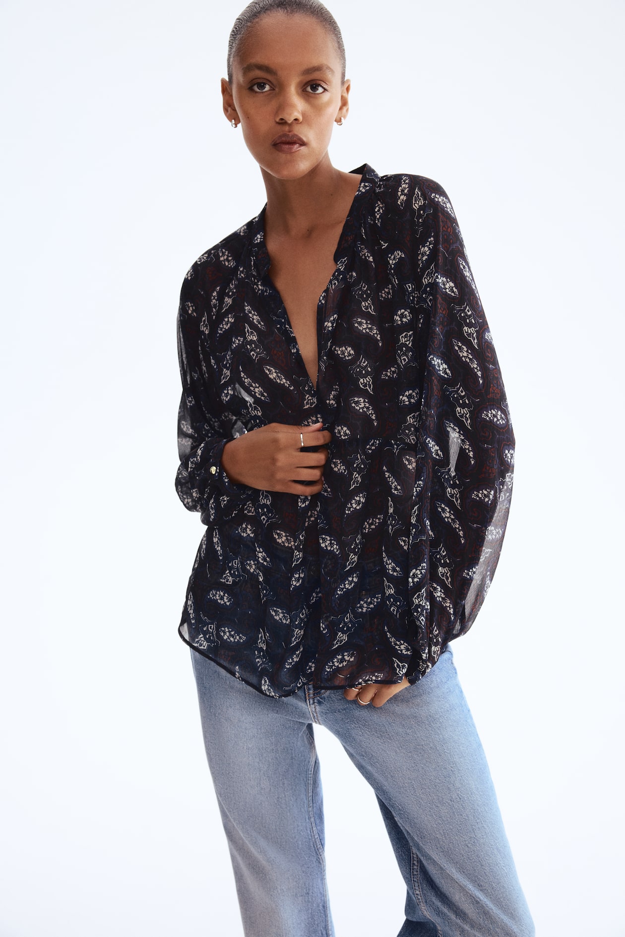Patterned Chiffon Blouse