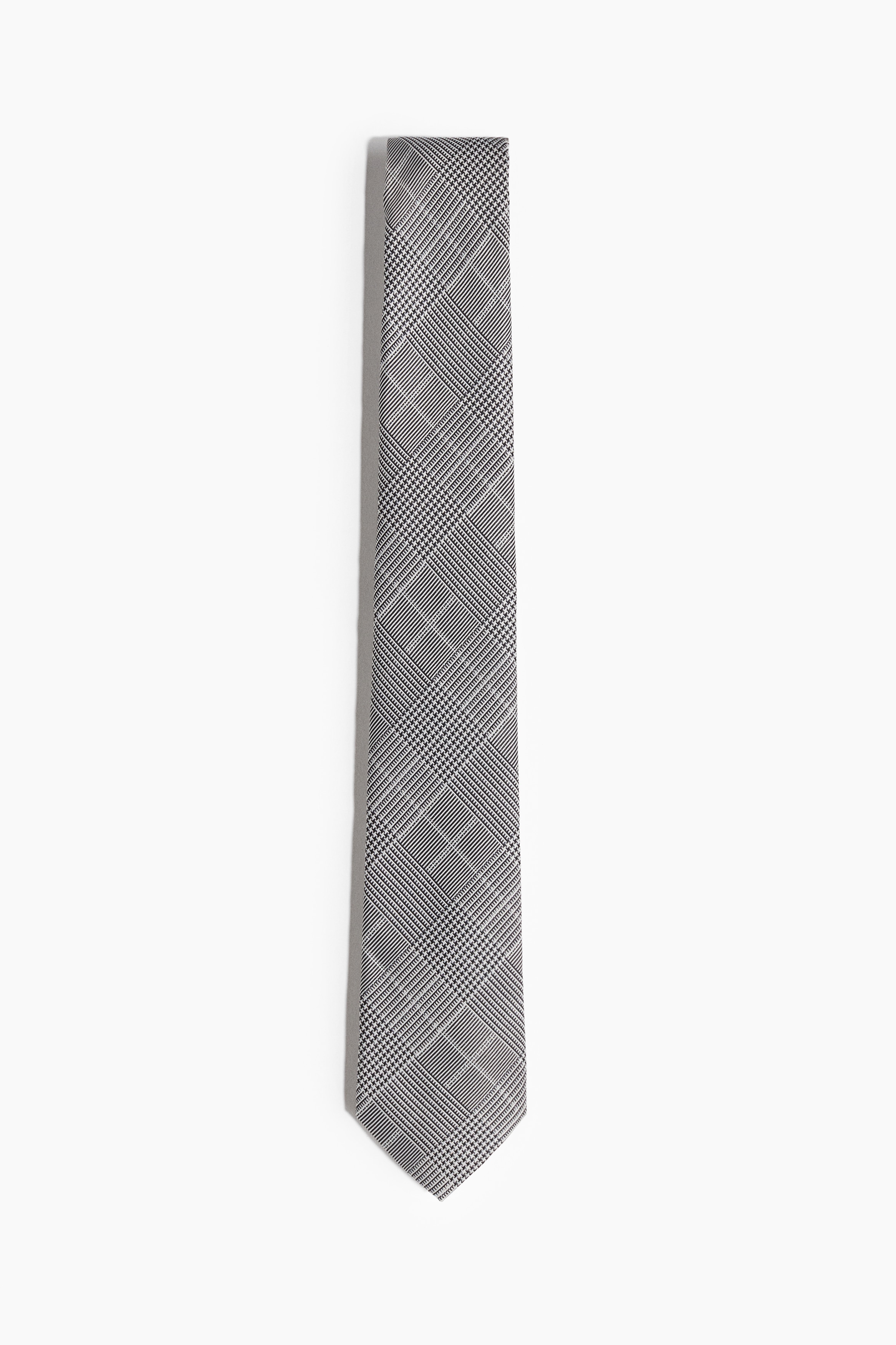 Men - Black/Checked Patterned tie  - H&M