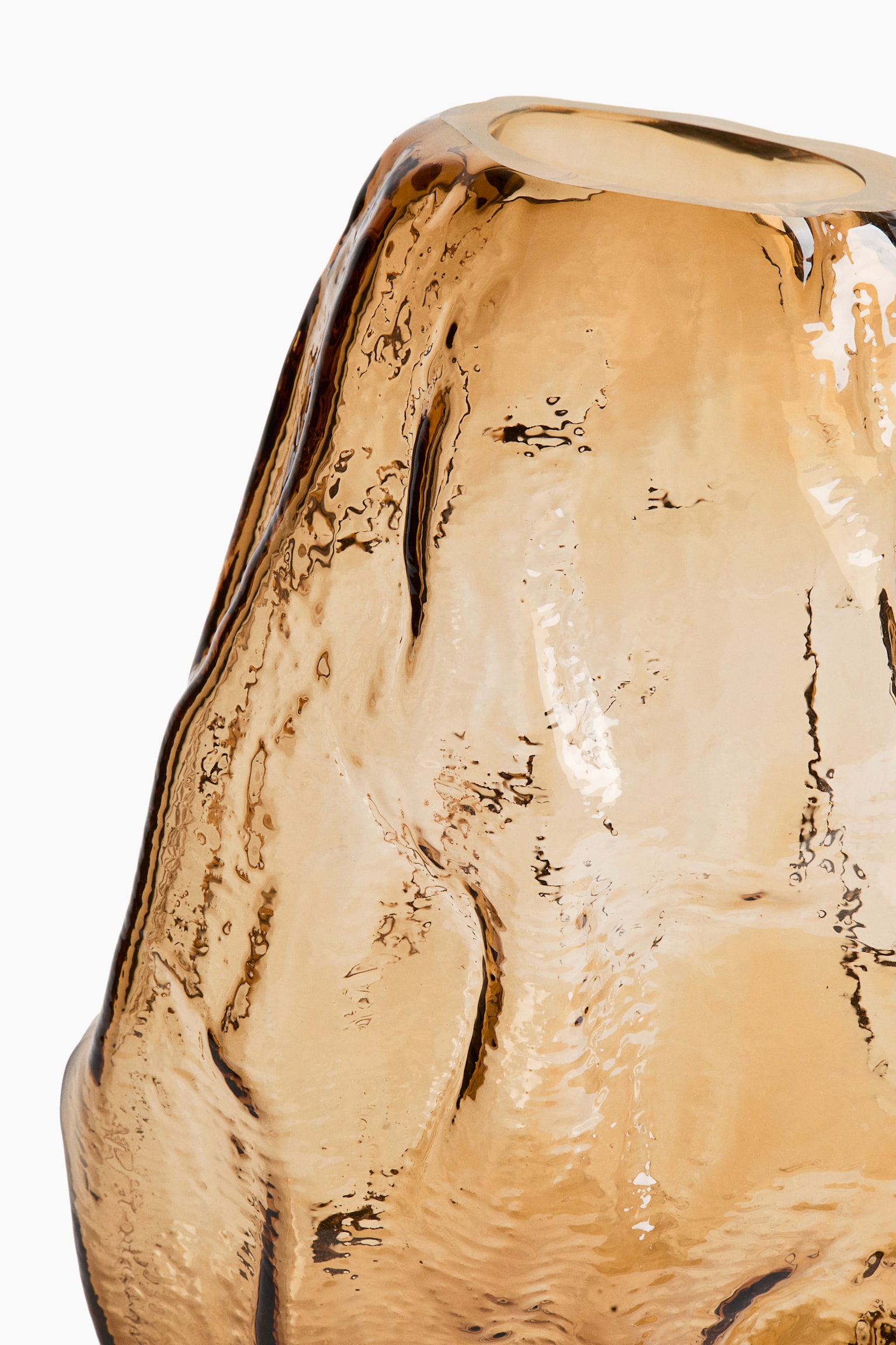 Γυάλινο βάζο με ανάγλυφη επιφάνεια - Μπεζ/Διαφανές - 4