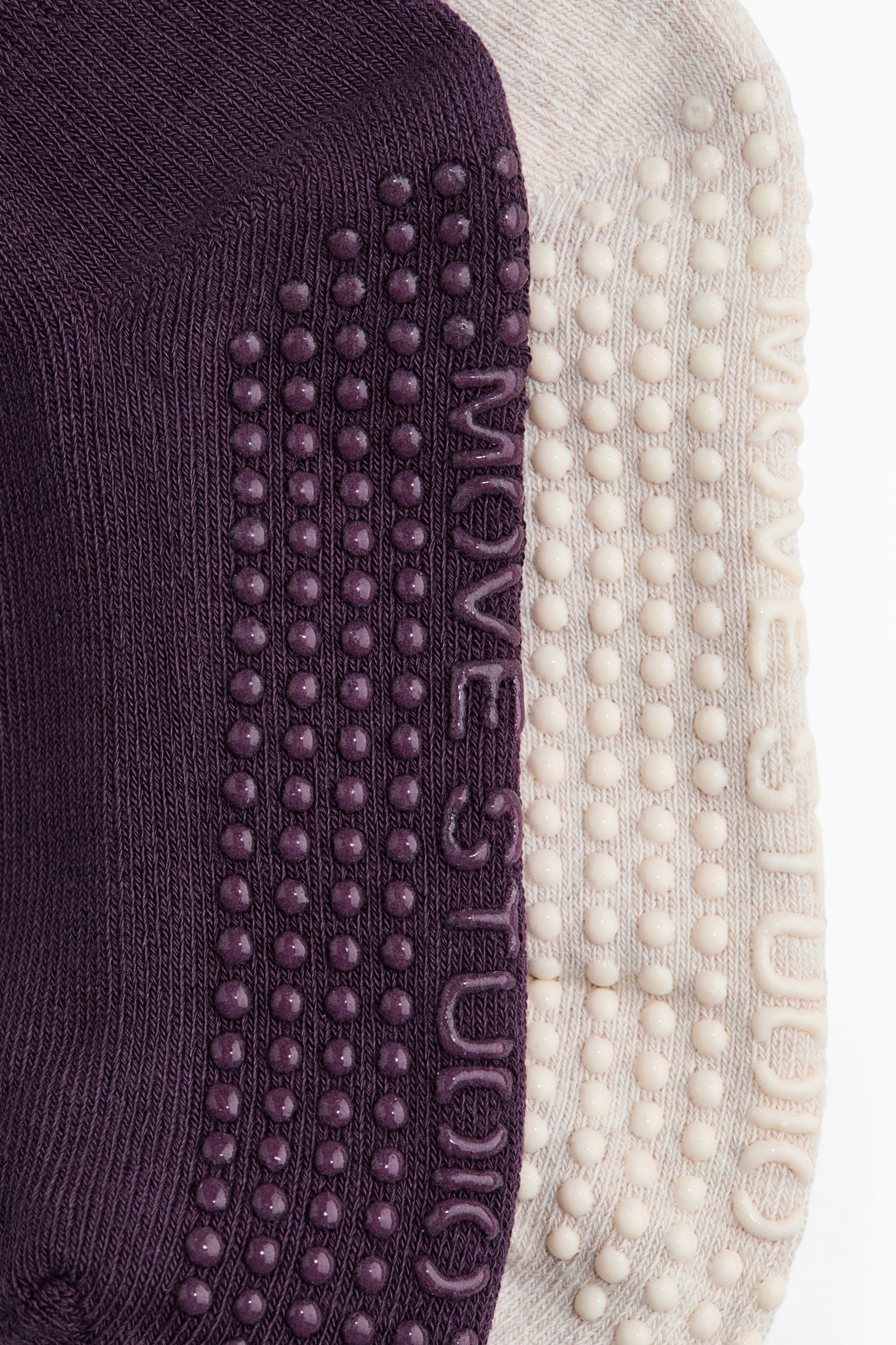 2-pack Calcetines de yoga antideslizantes - Morado oscuro/Beige jaspeado/Blanco/Gris jaspeado claro - 2