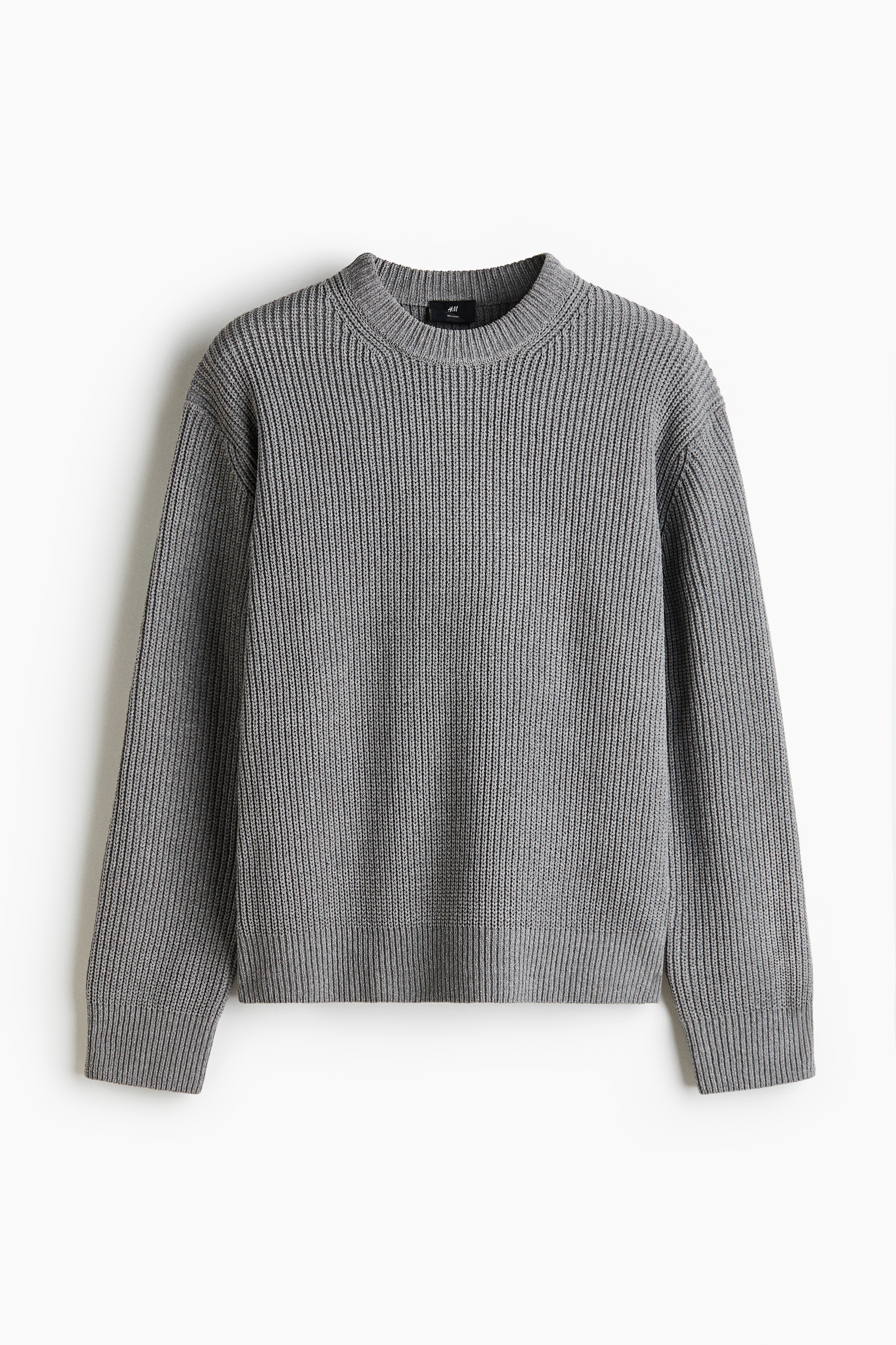Relaxed Fit Rib-knit jumper - Grey/Dark purple/Dark brown