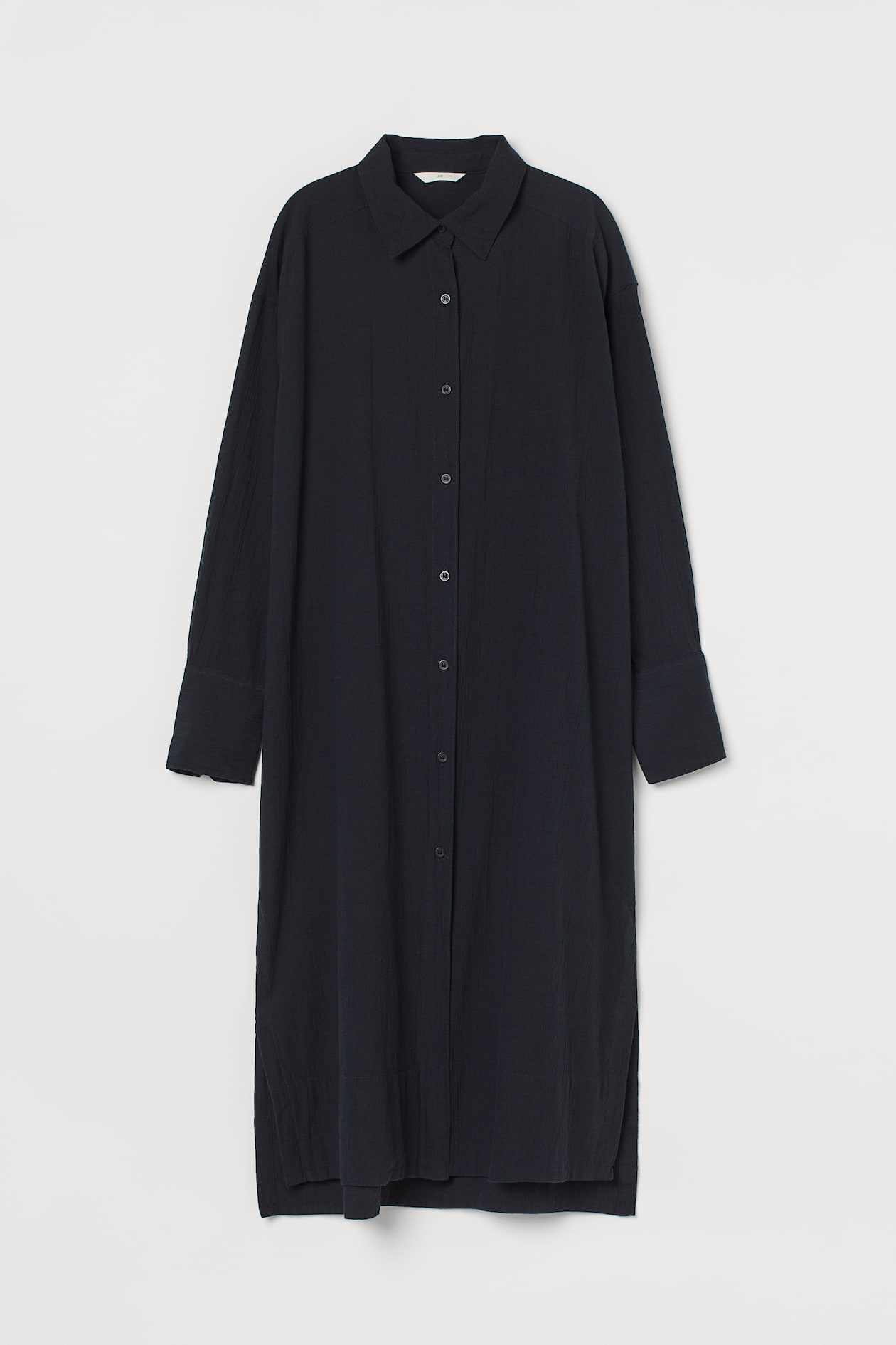 Cotton Shirt Dress - Long sleeve - Midi - Black - Ladies | H&M US