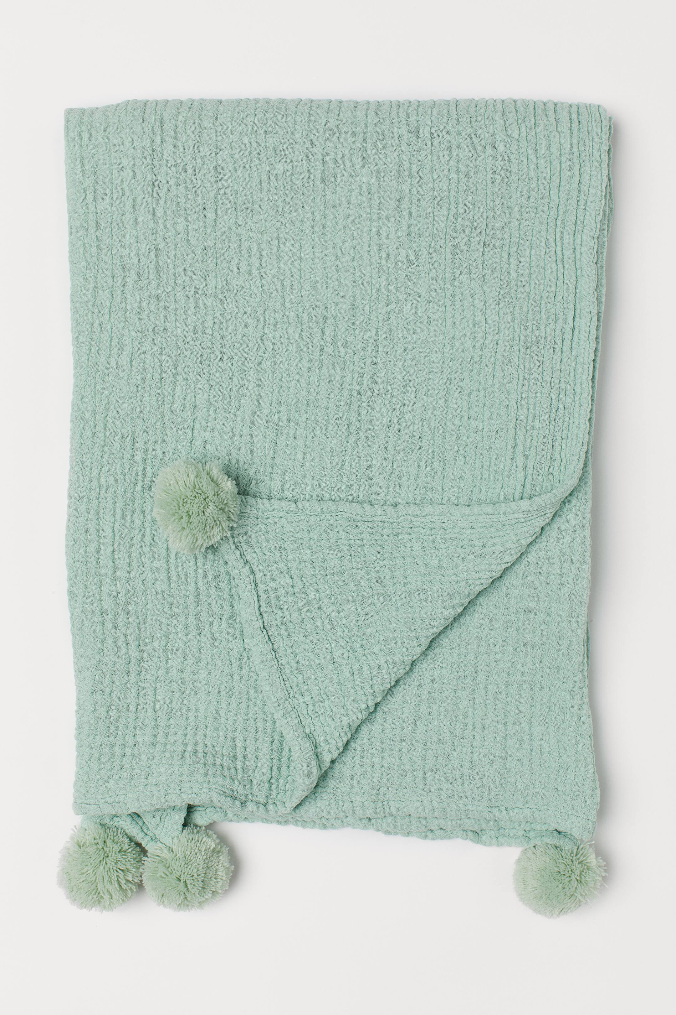 View larger image: Blanket with tassels - Light green - Home All | H&M IE 1