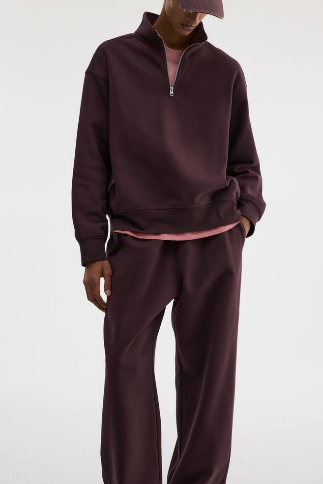 Sweatshirt mit Zipper in Loose Fit-Dunkles Pflaumenlila - 6