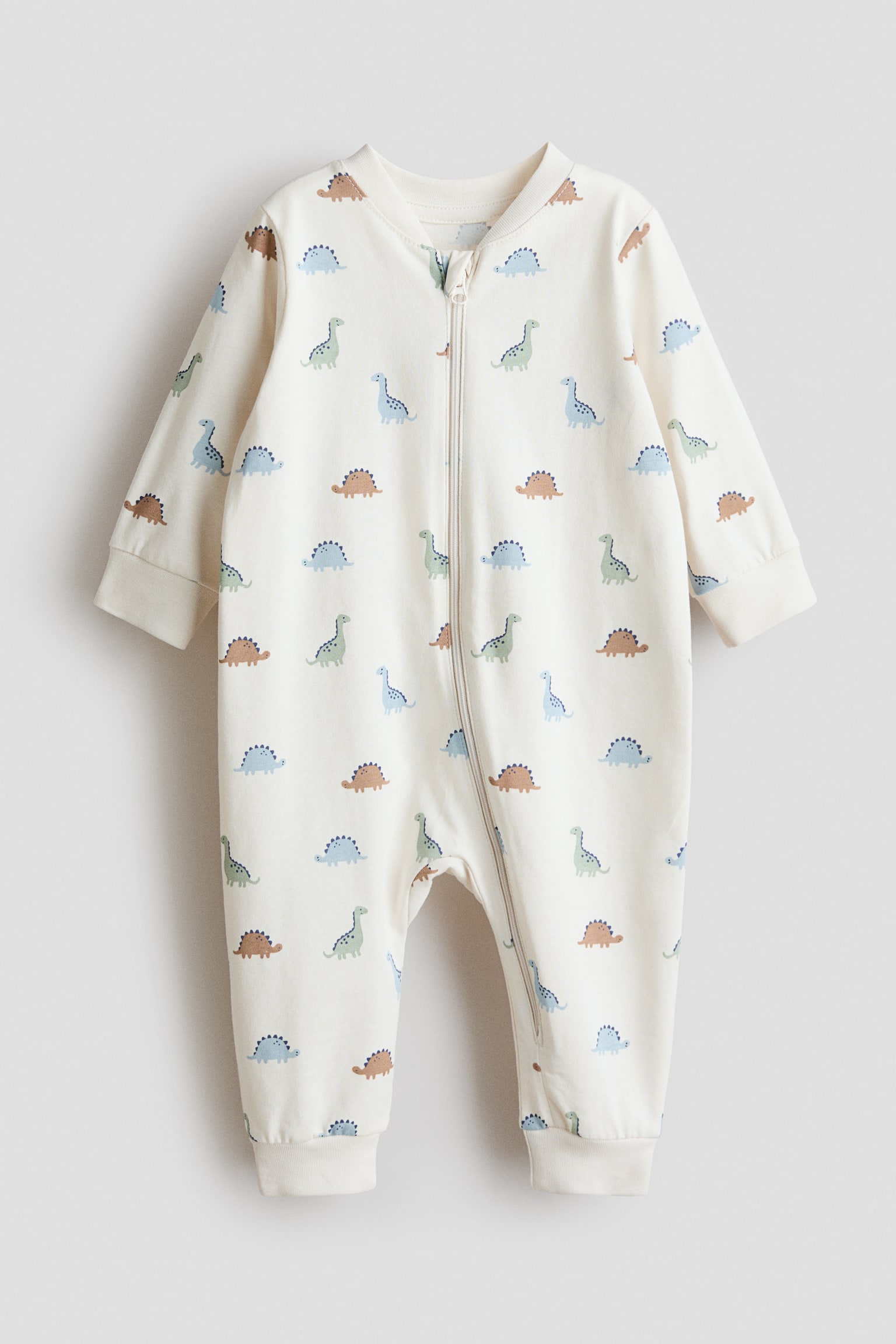 Patterned sleepsuit - Cream/Dinosaurs/Dark grey/Animals/White/Bears/Light beige/Leopard print/Light pink/Cherries/White/Teddy bears/Cream/Hot air balloons/White/Floral/White/Cherries/Cream/Animals/White/Bunnies/Khaki green/Dinosaurs