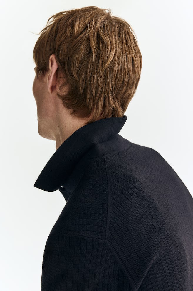 Polo in maglia strutturata Regular Fit-Blu navy - 4