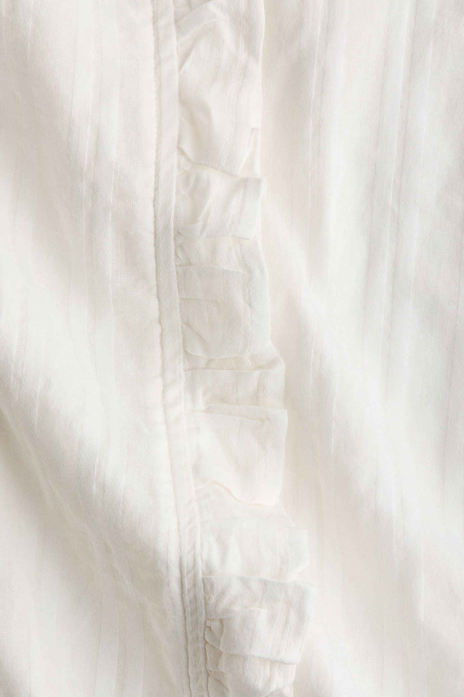 Frill-trimmed cotton blouse - White/Light blue/Striped - 4