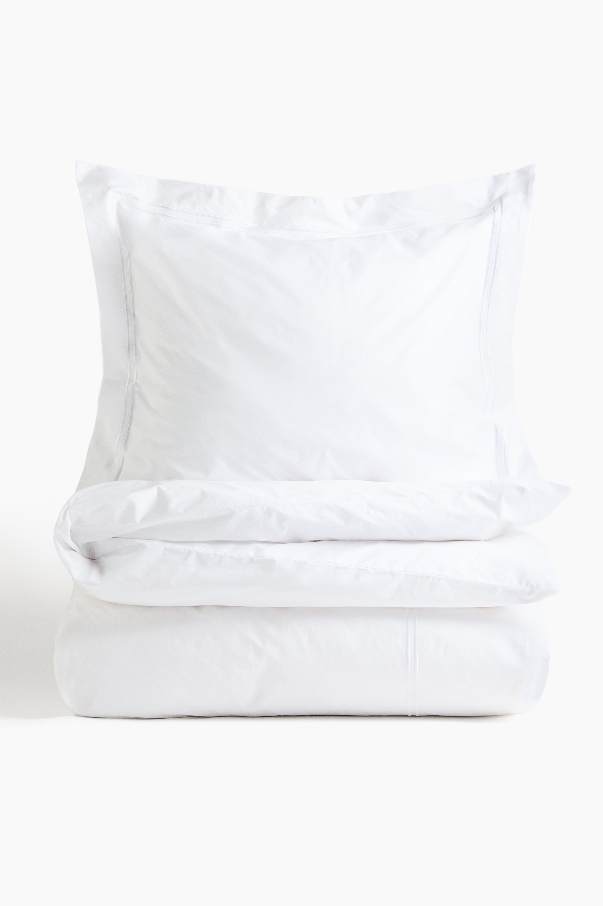 H&M Home  - Cotton percale single duvet cover set - White - size: Single