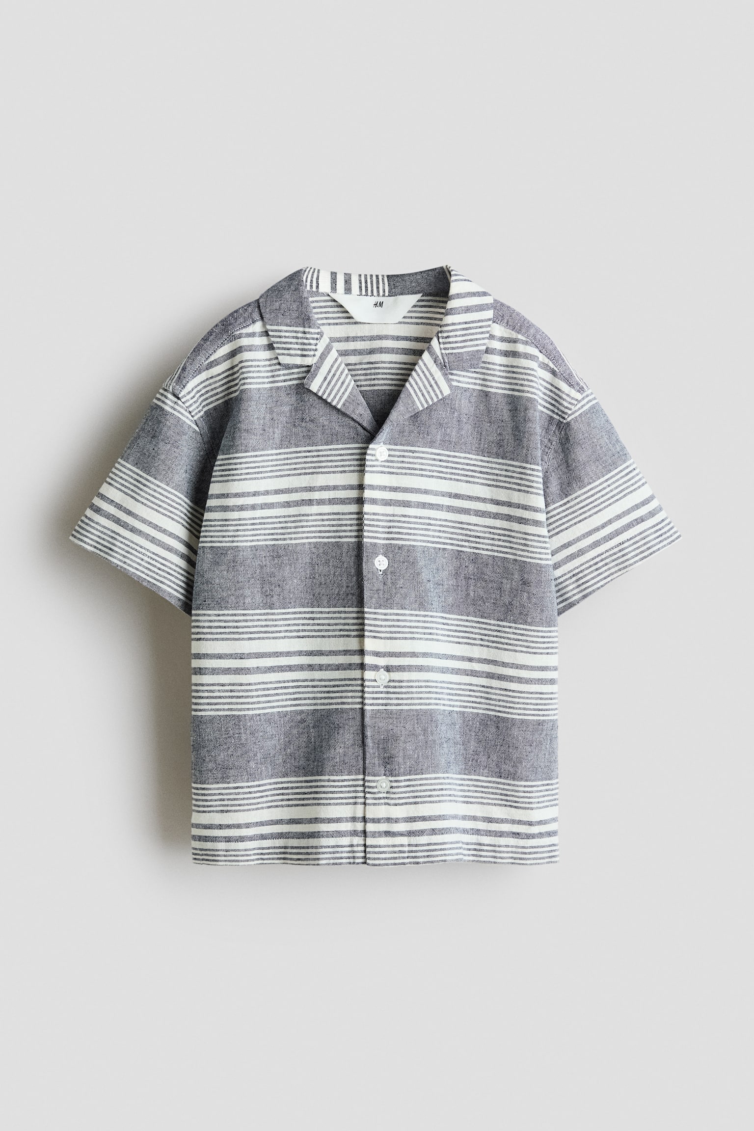 Linen-blend resort shirt - Dark blue/Striped/Light beige/Tigers/Navy blue