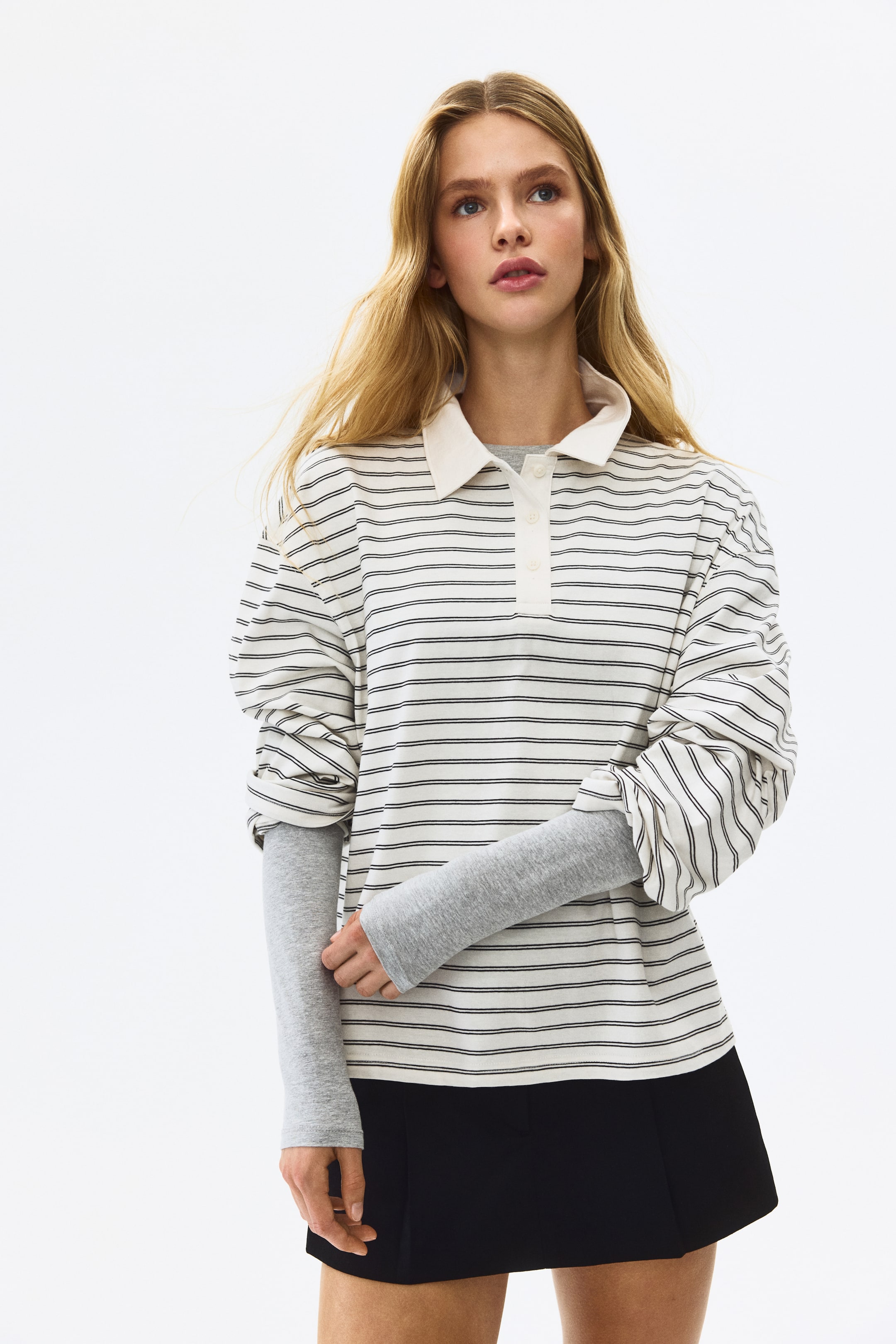 Voir une image plus grande: Polo en coton - Crème/rayé - Ladies | H&M CA 1