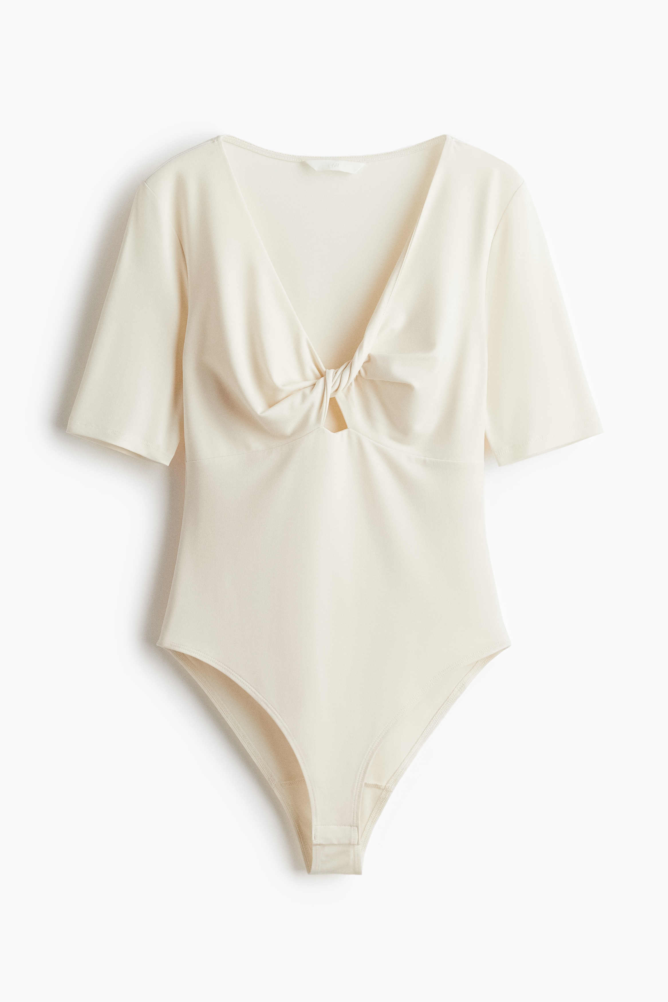 Twisted-Detail Bodysuit - Cream/Dark purple