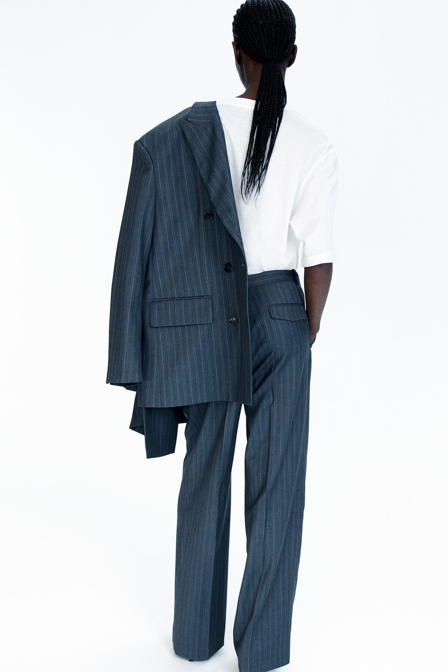 Tailored wool trousers - Dark grey/Pinstriped - 5