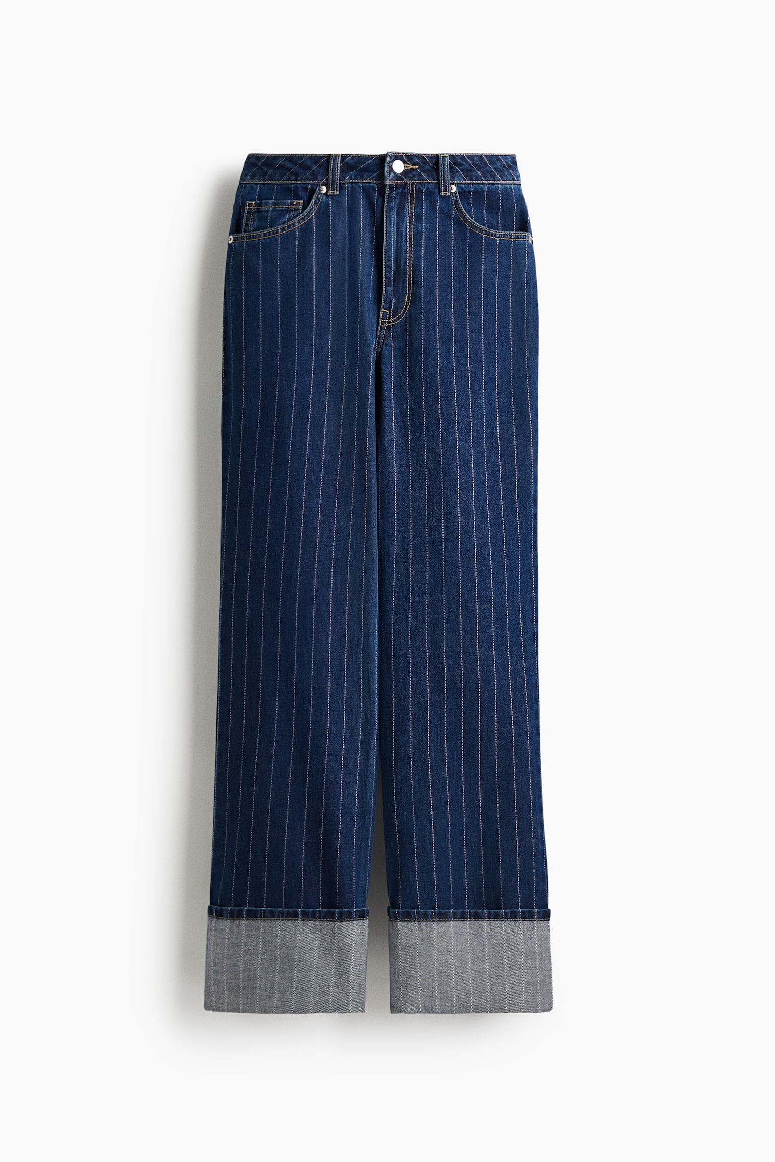 Женские джинсы H&M Wide Ultra High Foldover Cuff, цвет: Джинсовый синий — фото 1