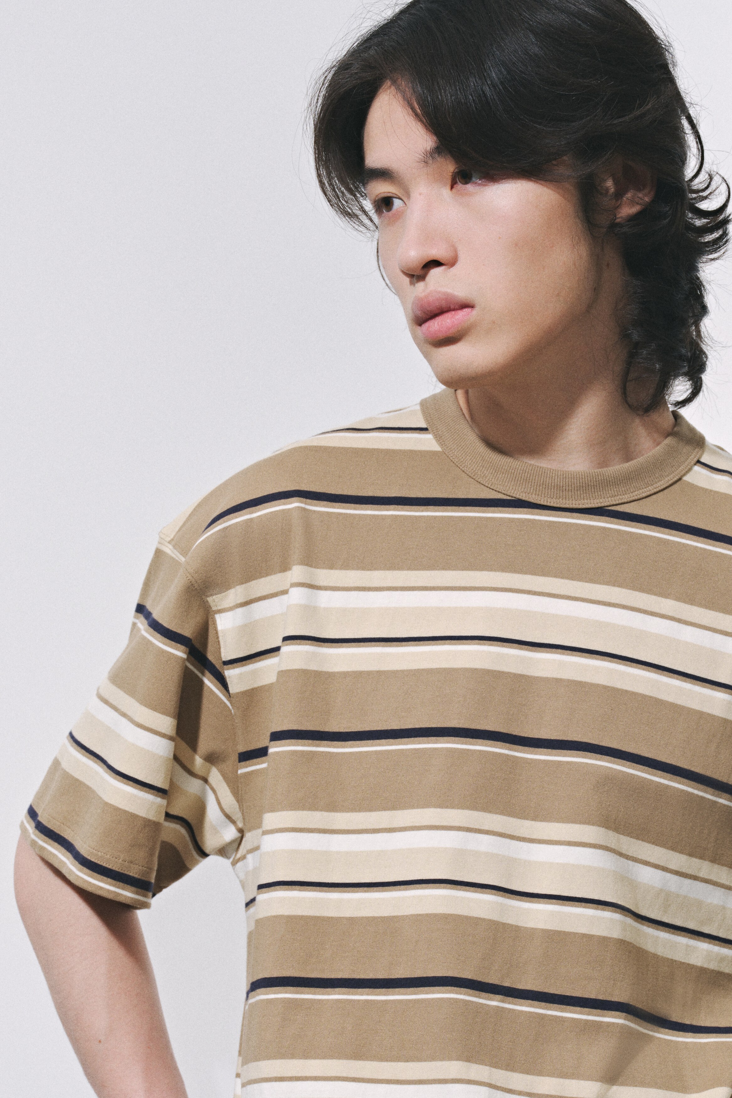 ルーズフィットTシャツ - ベージュ／ボーダー - Men | H&M JP