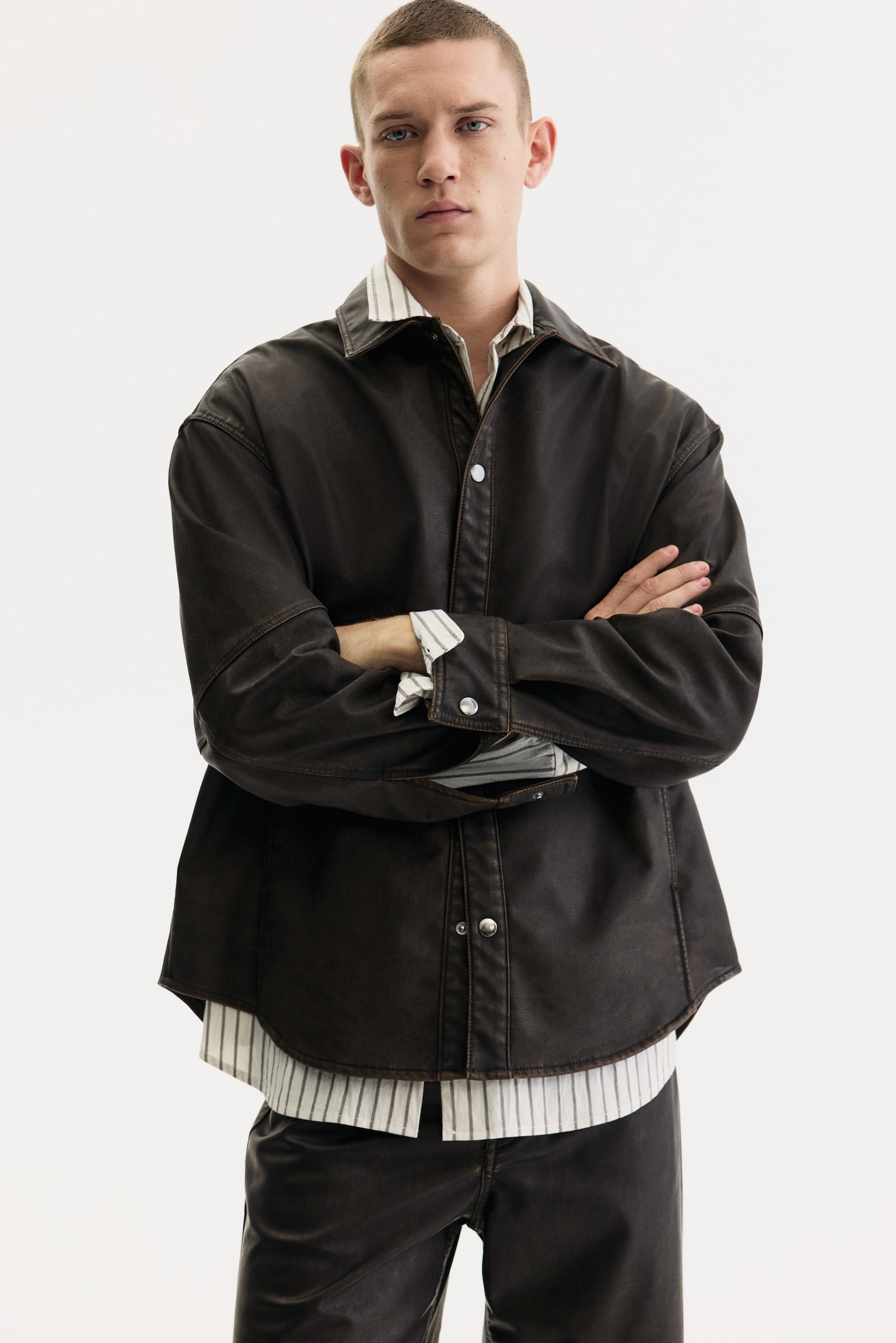 Regular Fit Coated overshirt - Brown - 3