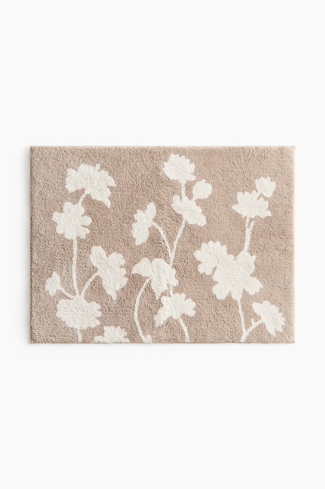Tufted Cotton Bath Mat - Beige/floral/Burgundy/light pink - 1