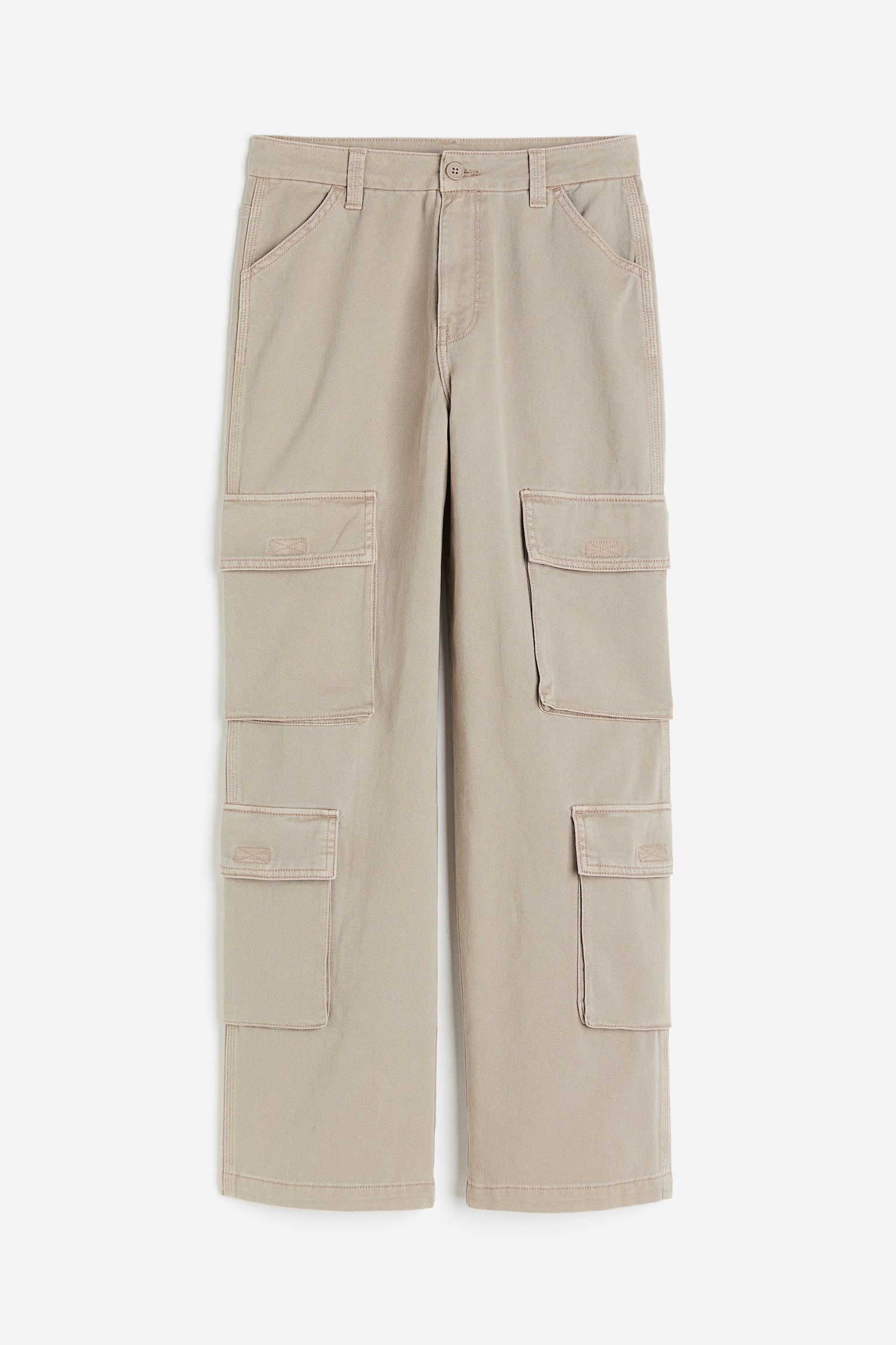 Twill cargo trousers - Beige/Grey/Cream/Khaki green - 1