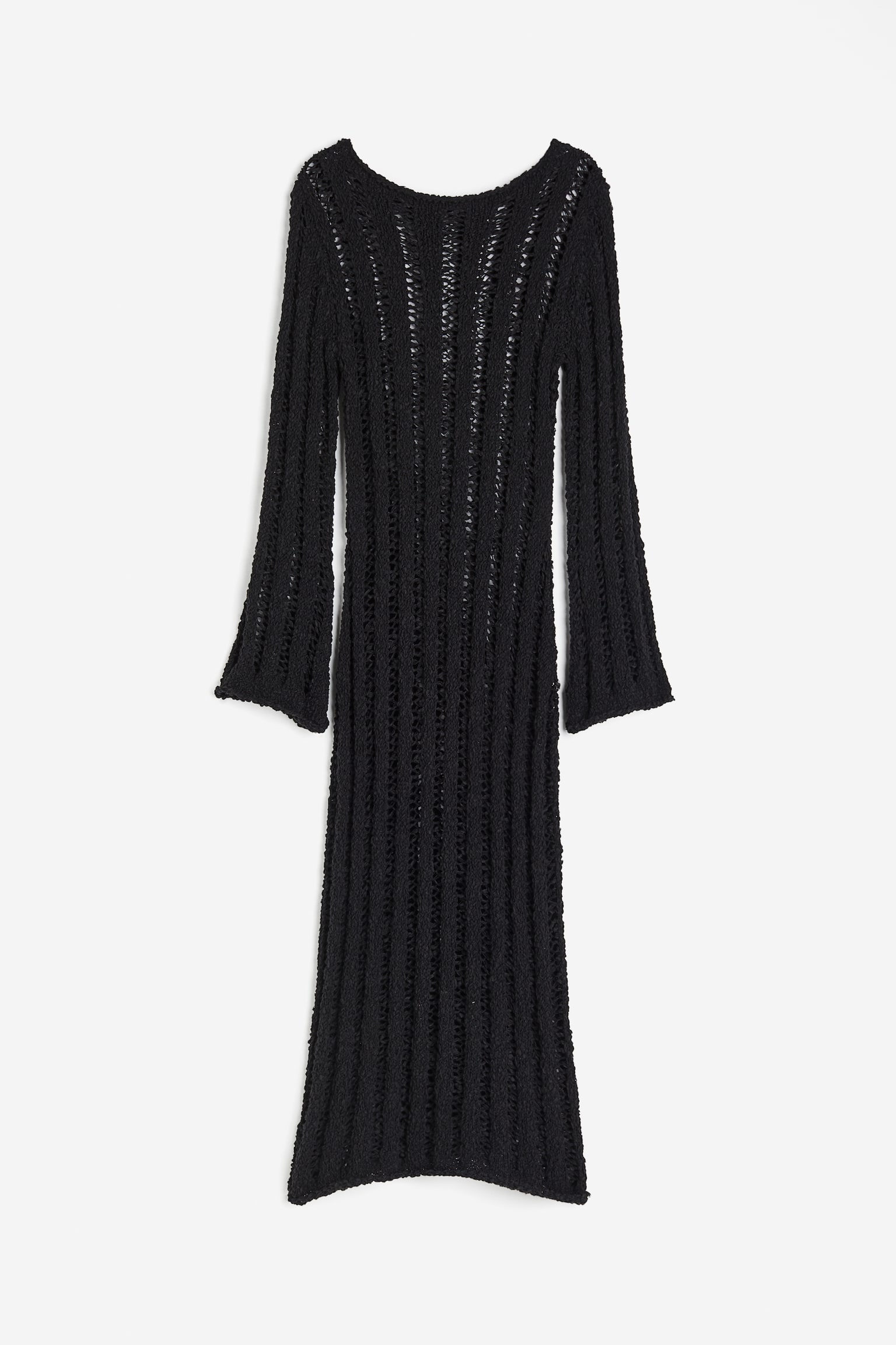 Ladder Stitch Look Knit Dress - Black/Light greige - 2