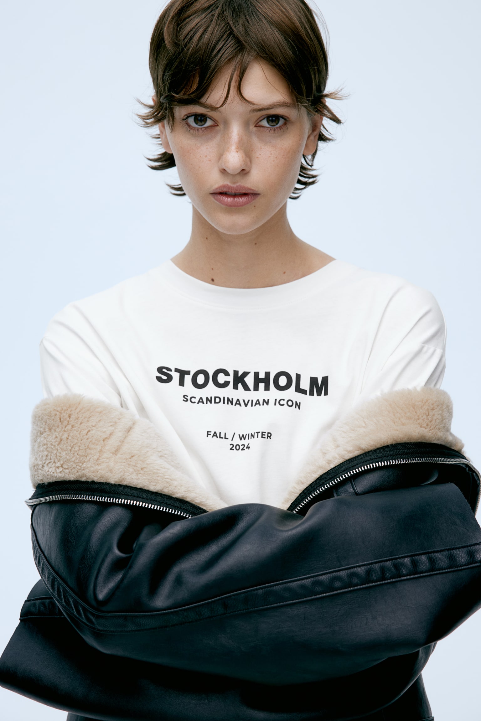 Oversized printed T-shirt - White/Stockholm - 1