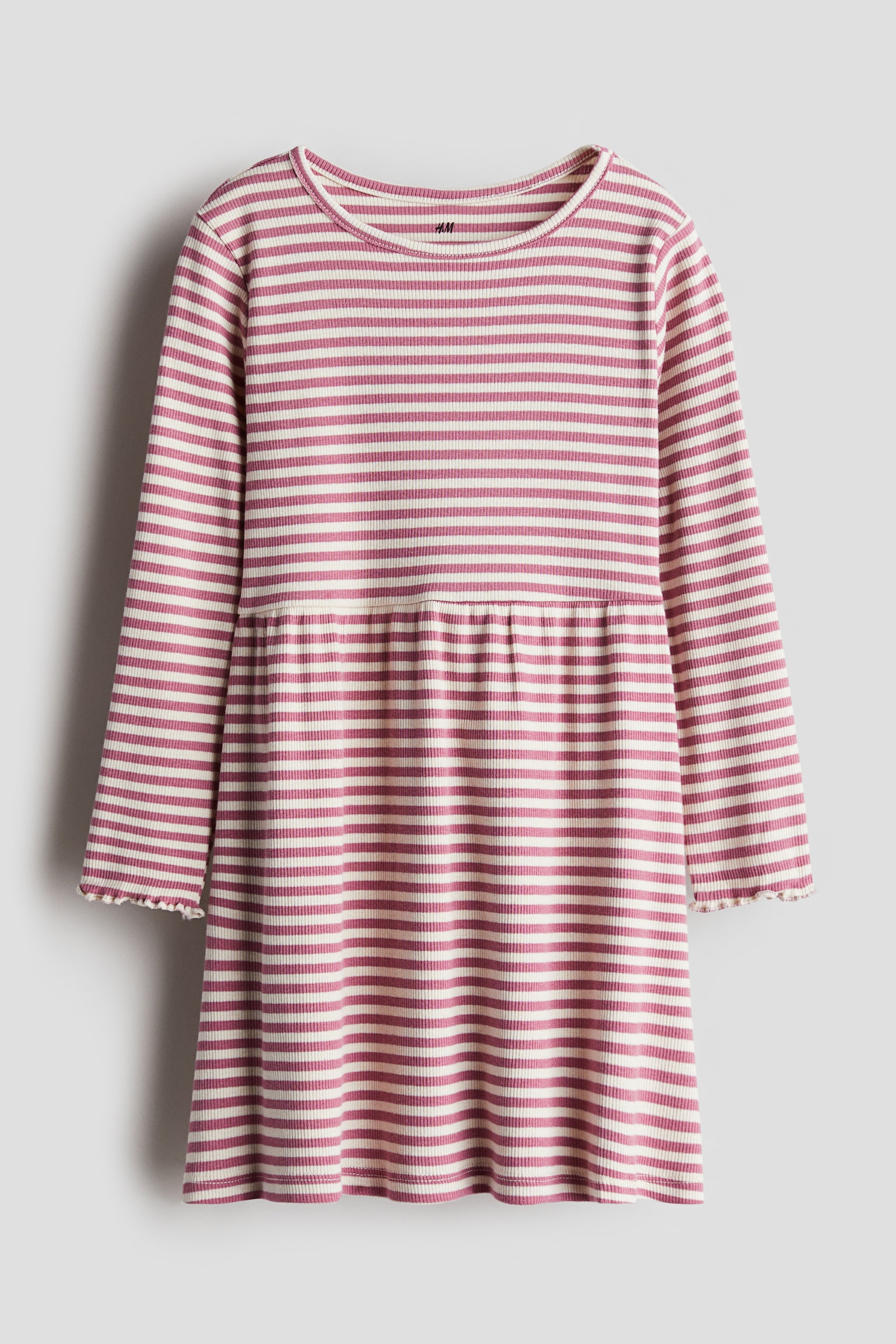 Ribbed jersey dress - Pink/Striped/Red/Dusty pink/Light beige/Hearts - 1